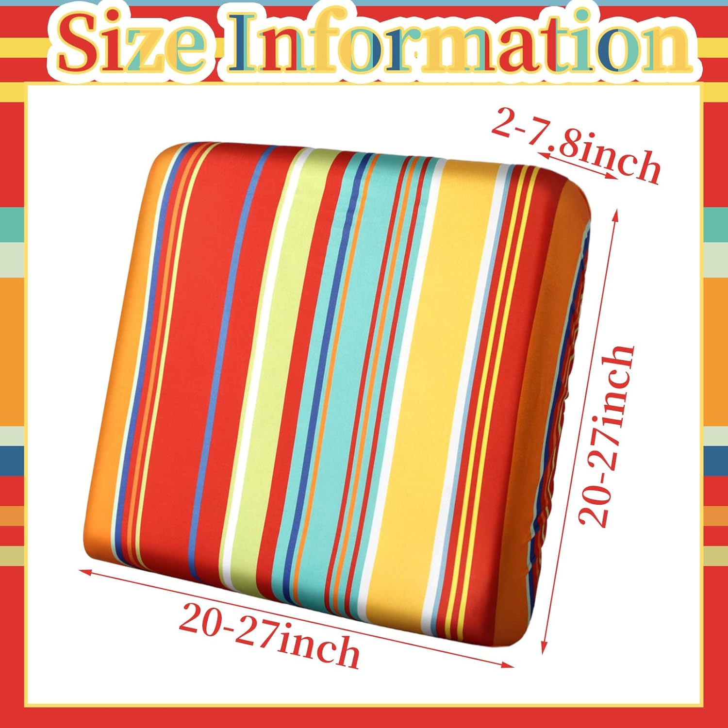 Geyoga 8 Pcs Patio Stretch Sofa Cushion Covers Outdoor Cushion Covers Replacement Waterproof Patio Furniture Couch Slipcovers Washable Chair Seat Soft Flexibility Protector, Rainbow Stripes Style