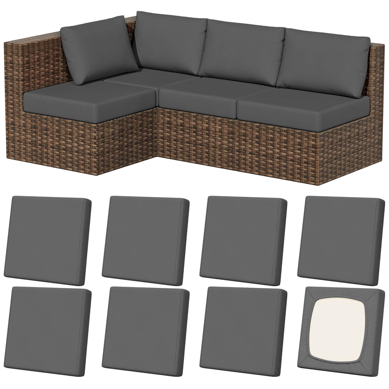8Pcs Stretch Washable Patio Sofa Cushion Covers