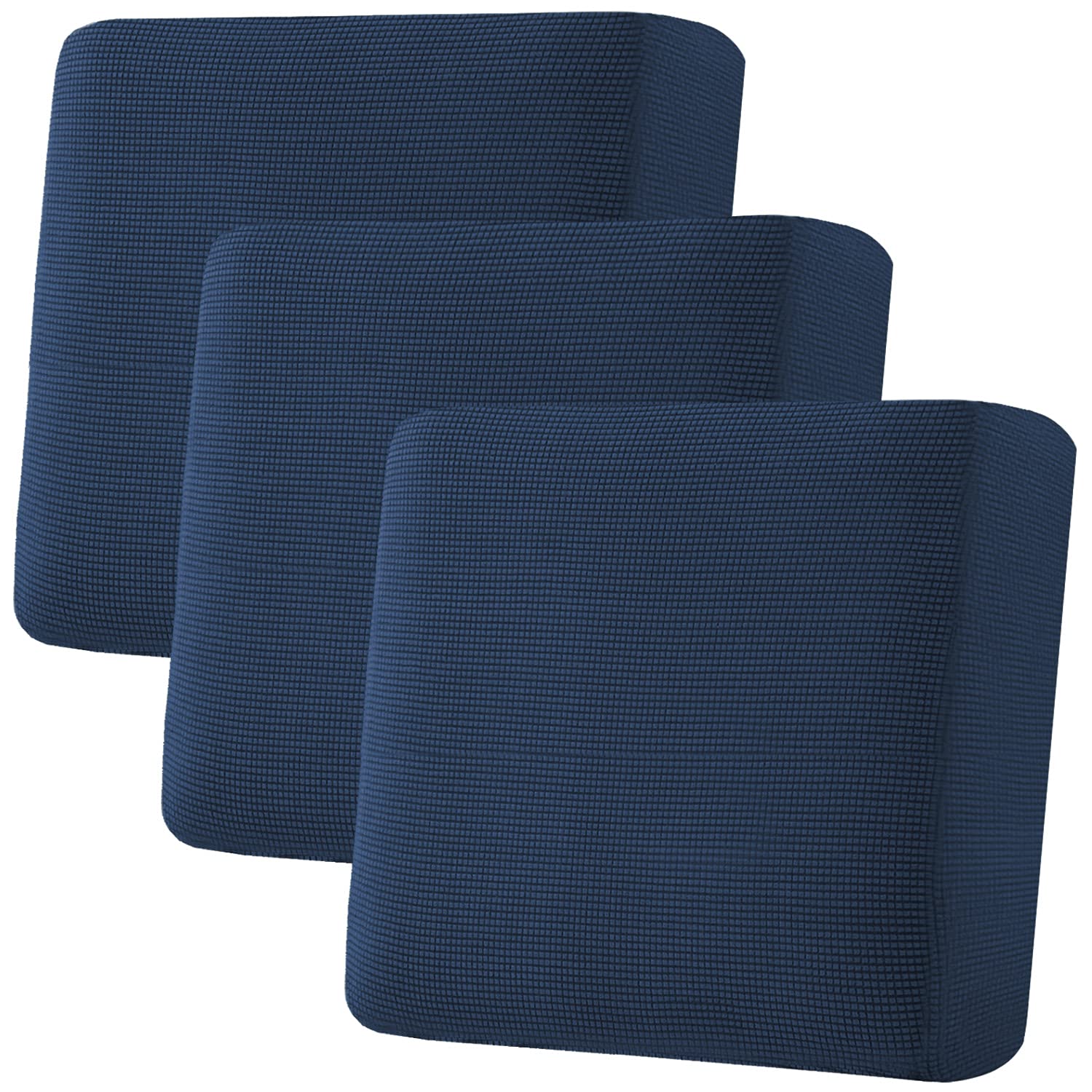 H.VERSAILTEX Super Stretch Individual Seat Cushion Covers, Thick Jacquard Textured Twill Fabric (3 Piece XL Sofa Cushion Covers, Grey)