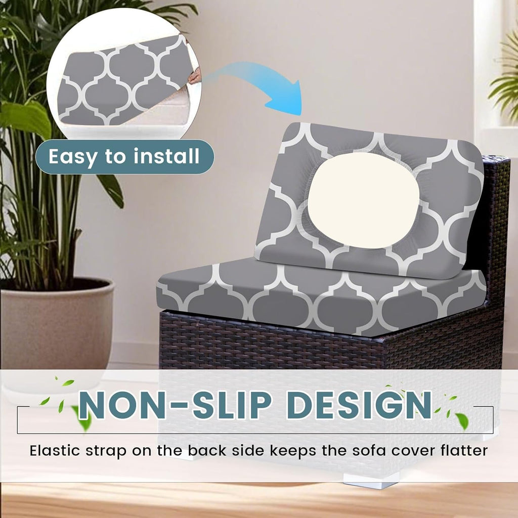 8Pcs Patio Cushion Covers, Stretch Outdoor Couch Cover, Replacement Cushions for Outdoor Furniture, Waterproof Removable, Suitable for Terrace, Garden(B:Spring Floral)