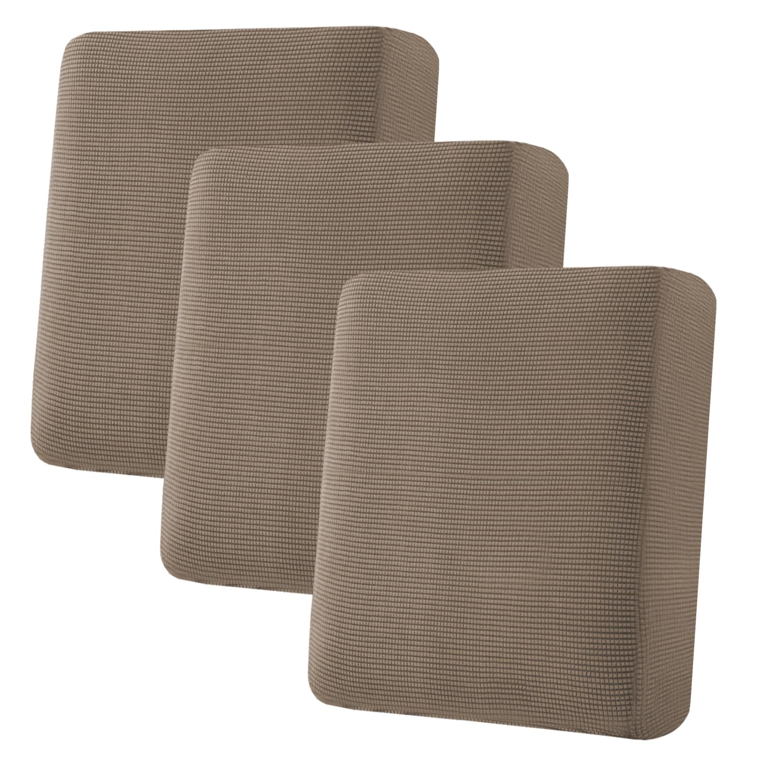 H.VERSAILTEX Super Stretch Individual Seat Cushion Covers, Thick Jacquard Textured Twill Fabric (3 Piece XL Sofa Cushion Covers, Grey)