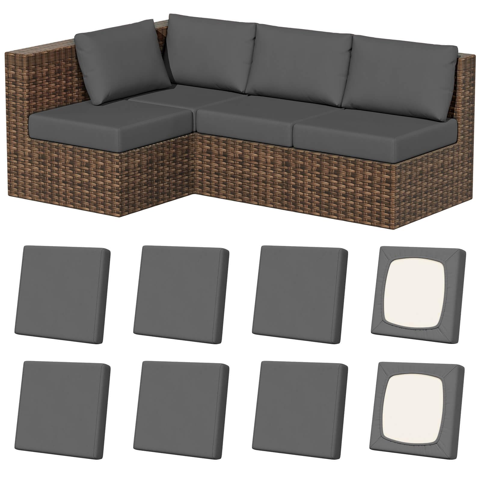 8Pcs Stretch Washable Patio Sofa Cushion Covers