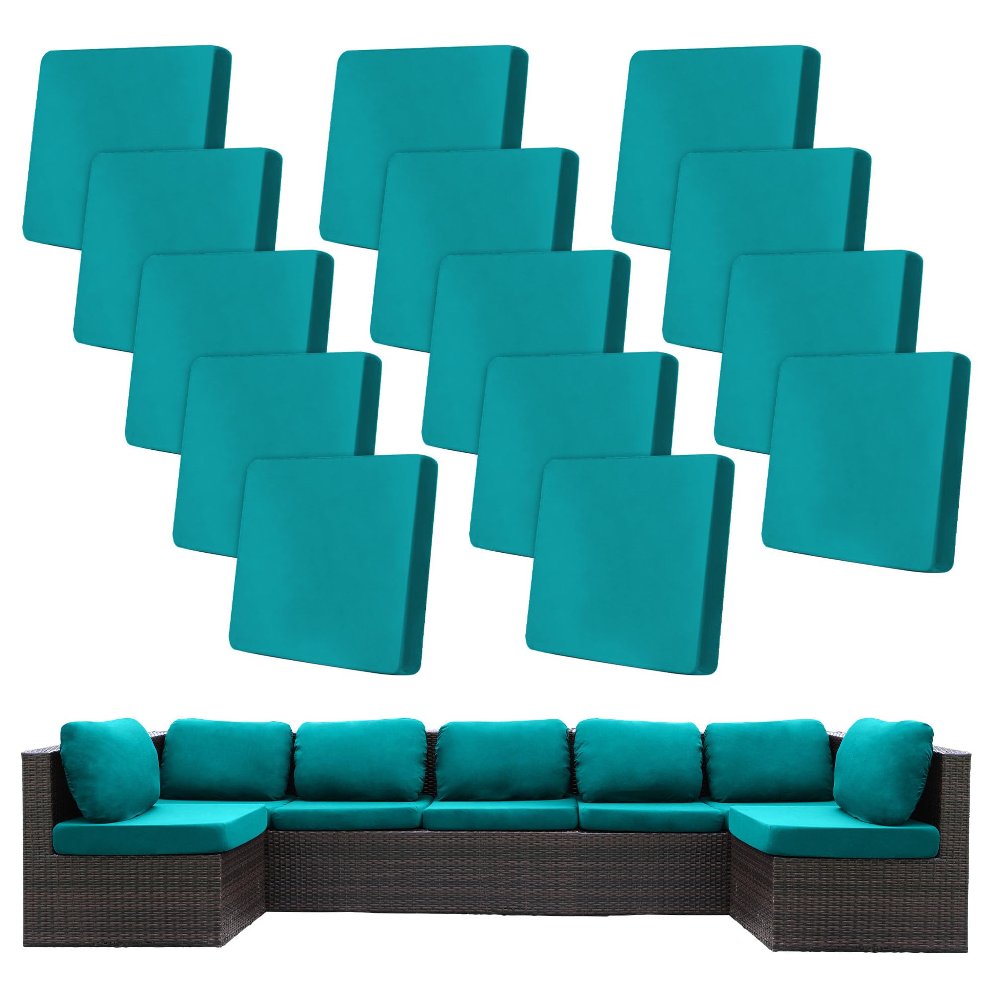 BIETYONE 8Pcs Stretch Patio Cushion Covers,Outdoor Couch Covers Replacement,Outdoor Couch & Sofa Slipcovers,for Patio Furniture Cushion Covers,Washable Reusable Furniture Protector (Vivid, Cover Only)