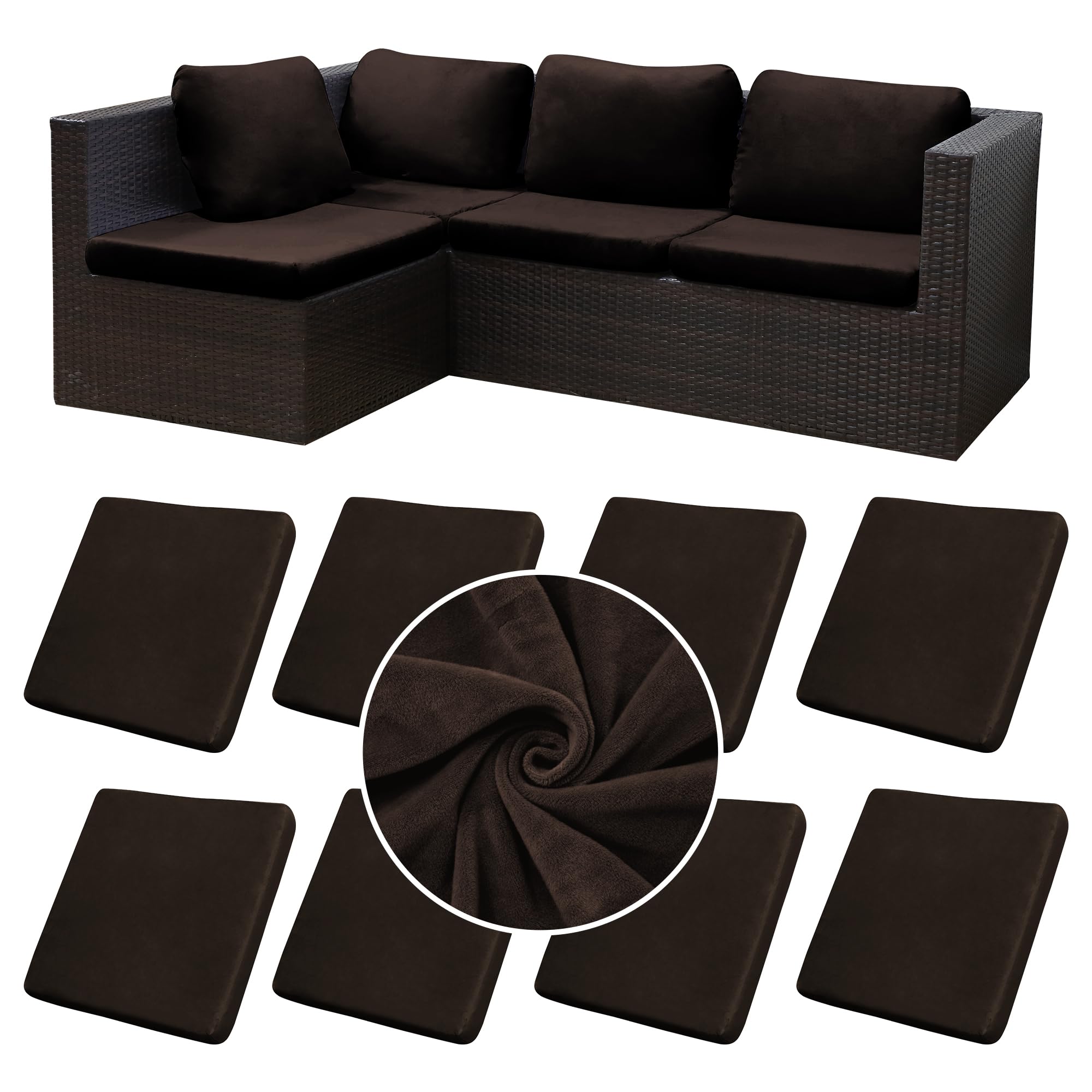 BIETYONE 8Pcs Stretch Patio Cushion Covers,Outdoor Couch Covers Replacement,Outdoor Couch & Sofa Slipcovers,for Patio Furniture Cushion Covers,Washable Reusable Furniture Protector (Vivid, Cover Only)