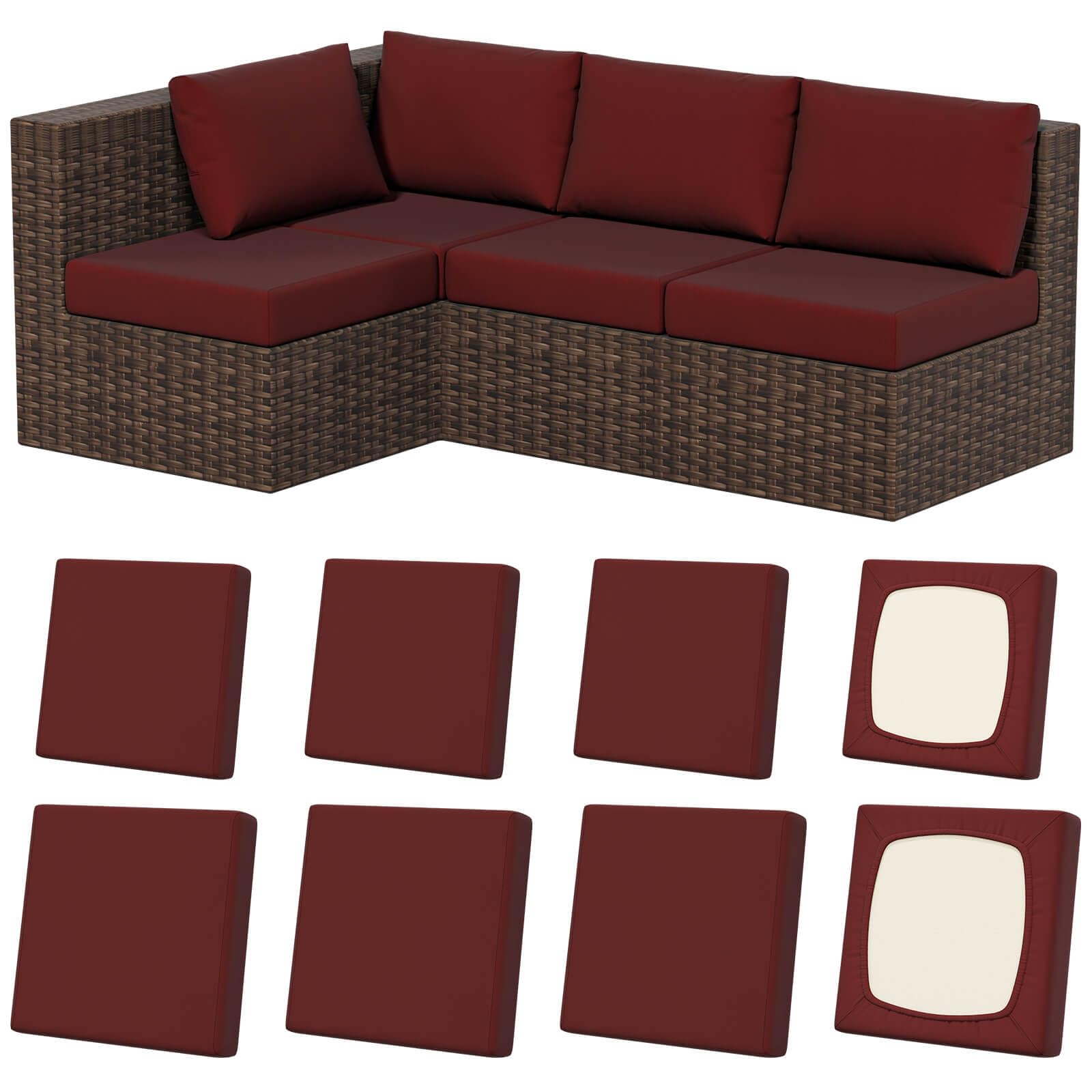 8Pcs Stretch Washable Patio Sofa Cushion Covers