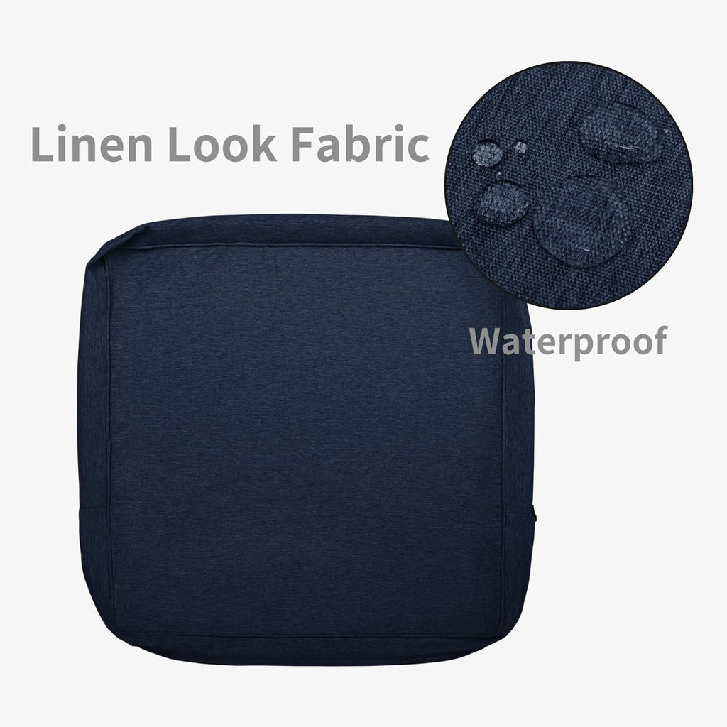 Easy-Going Patio Cushion Covers 24x22x4 Inch 4 Pack, Linen Look Outdoor Water Resistant Chair Seat Cushion Slipcover with Zipper for Outdoor Furniture, Covers Only! Navy