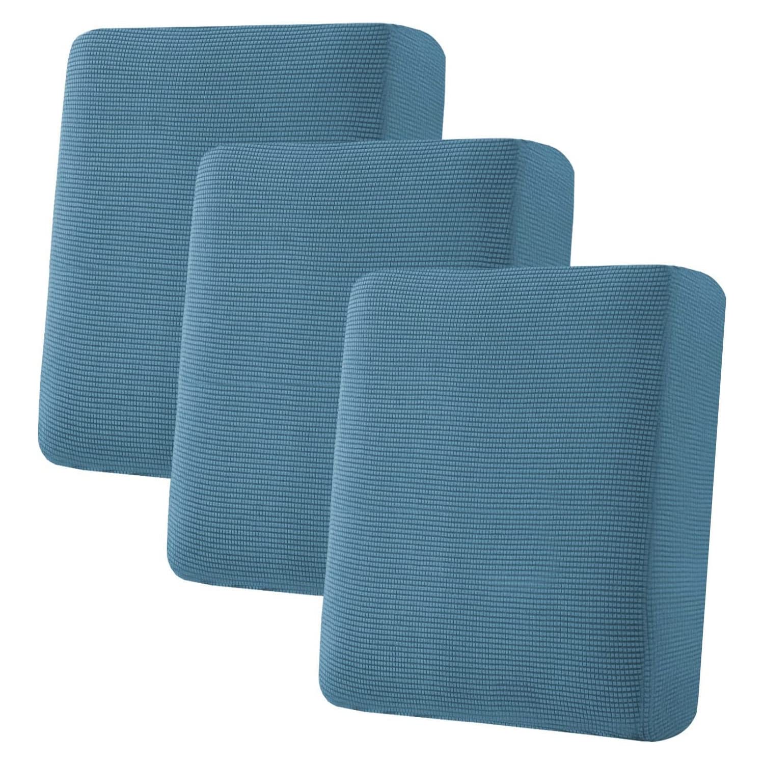 H.VERSAILTEX Super Stretch Individual Seat Cushion Covers, Thick Jacquard Textured Twill Fabric (3 Piece XL Sofa Cushion Covers, Grey)