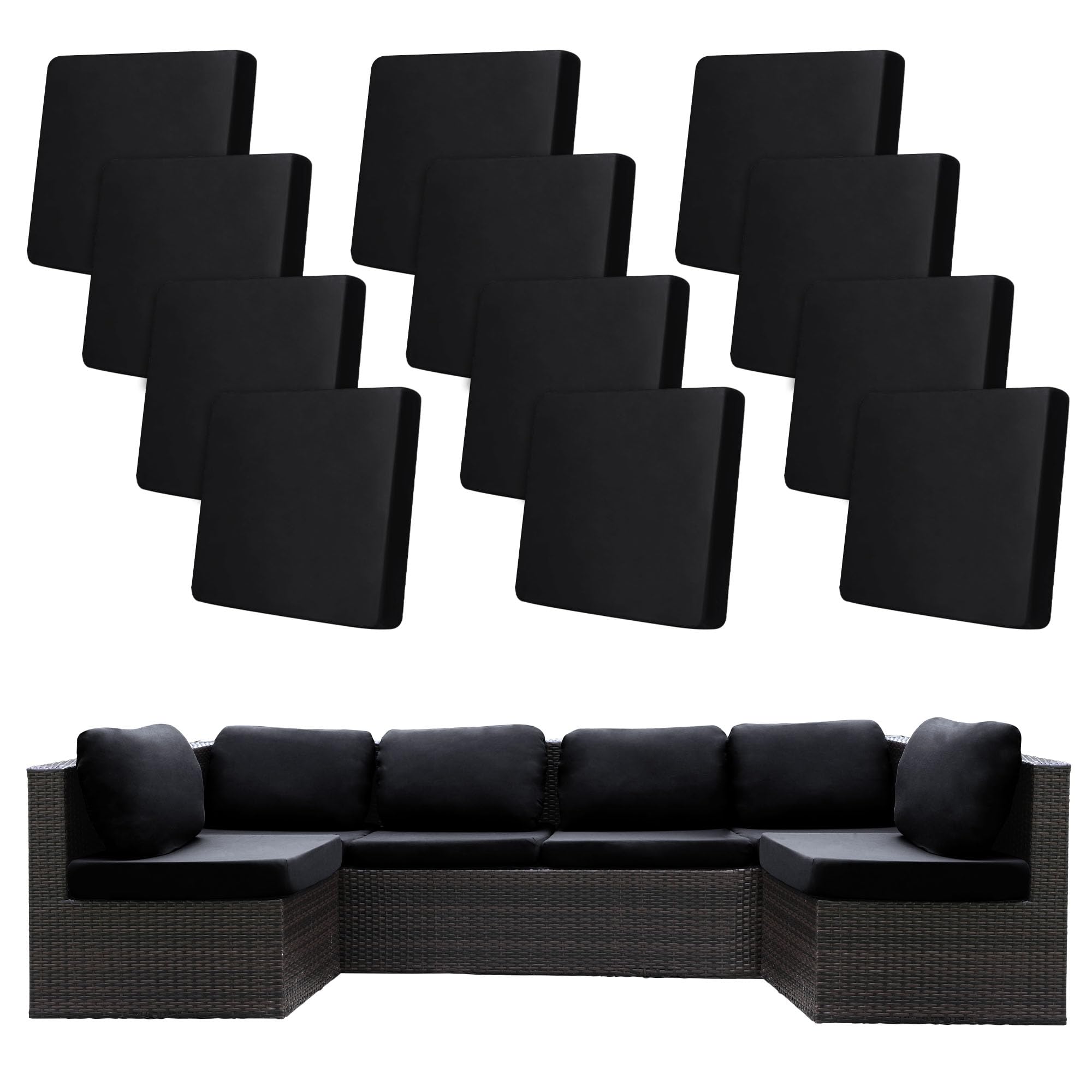 BIETYONE 8Pcs Stretch Patio Cushion Covers,Outdoor Couch Covers Replacement,Outdoor Couch & Sofa Slipcovers,for Patio Furniture Cushion Covers,Washable Reusable Furniture Protector (Vivid, Cover Only)