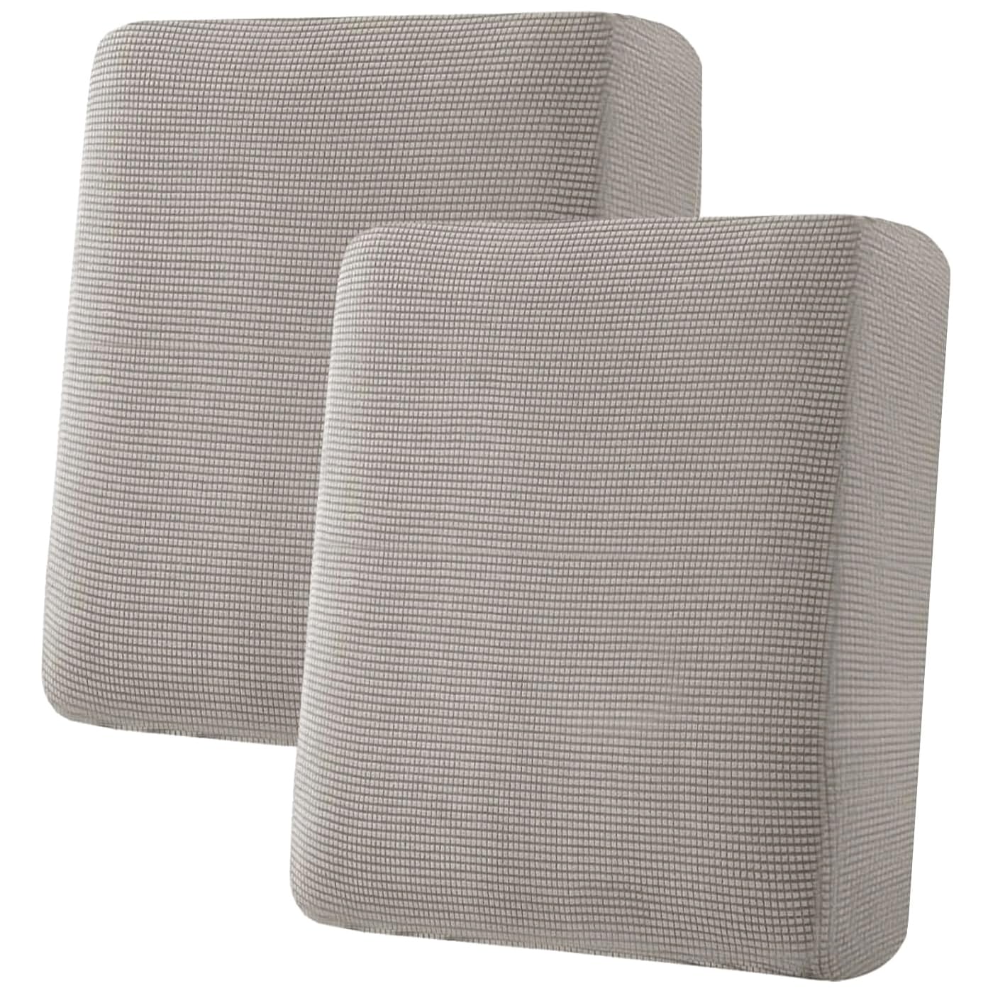 H.VERSAILTEX Super Stretch Individual Seat Cushion Covers, Thick Jacquard Textured Twill Fabric (3 Piece XL Sofa Cushion Covers, Grey)
