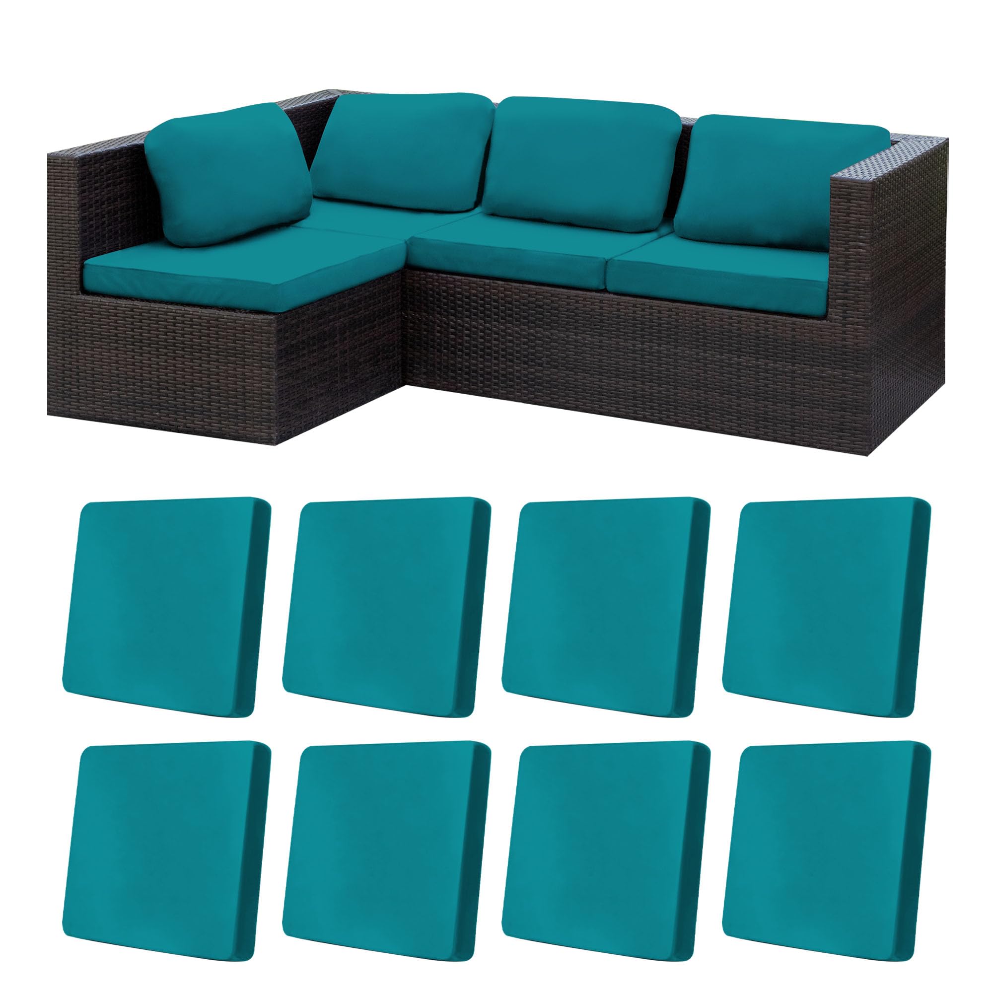 BIETYONE 8Pcs Stretch Patio Cushion Covers,Outdoor Couch Covers Replacement,Outdoor Couch & Sofa Slipcovers,for Patio Furniture Cushion Covers,Washable Reusable Furniture Protector (Vivid, Cover Only)