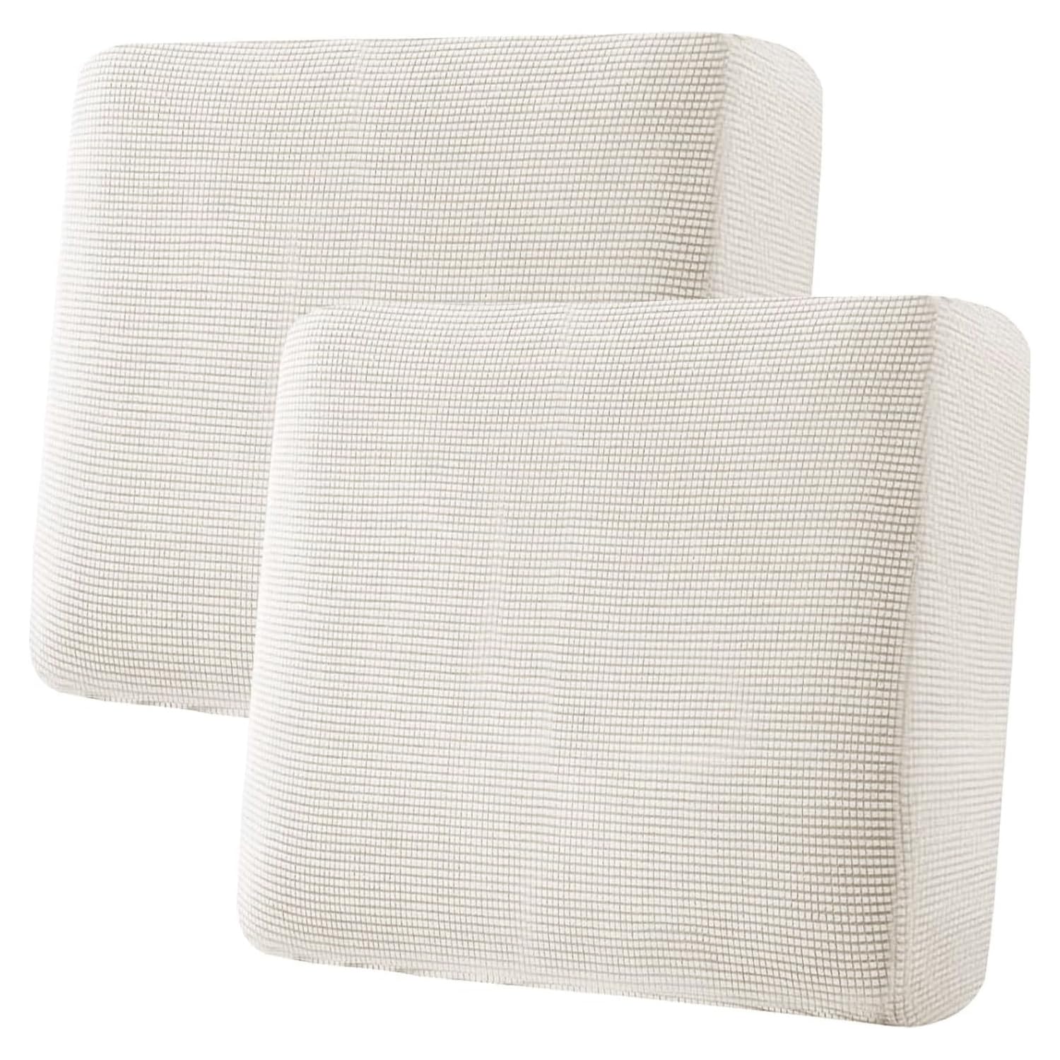 H.VERSAILTEX Super Stretch Individual Seat Cushion Covers, Thick Jacquard Textured Twill Fabric (3 Piece XL Sofa Cushion Covers, Grey)