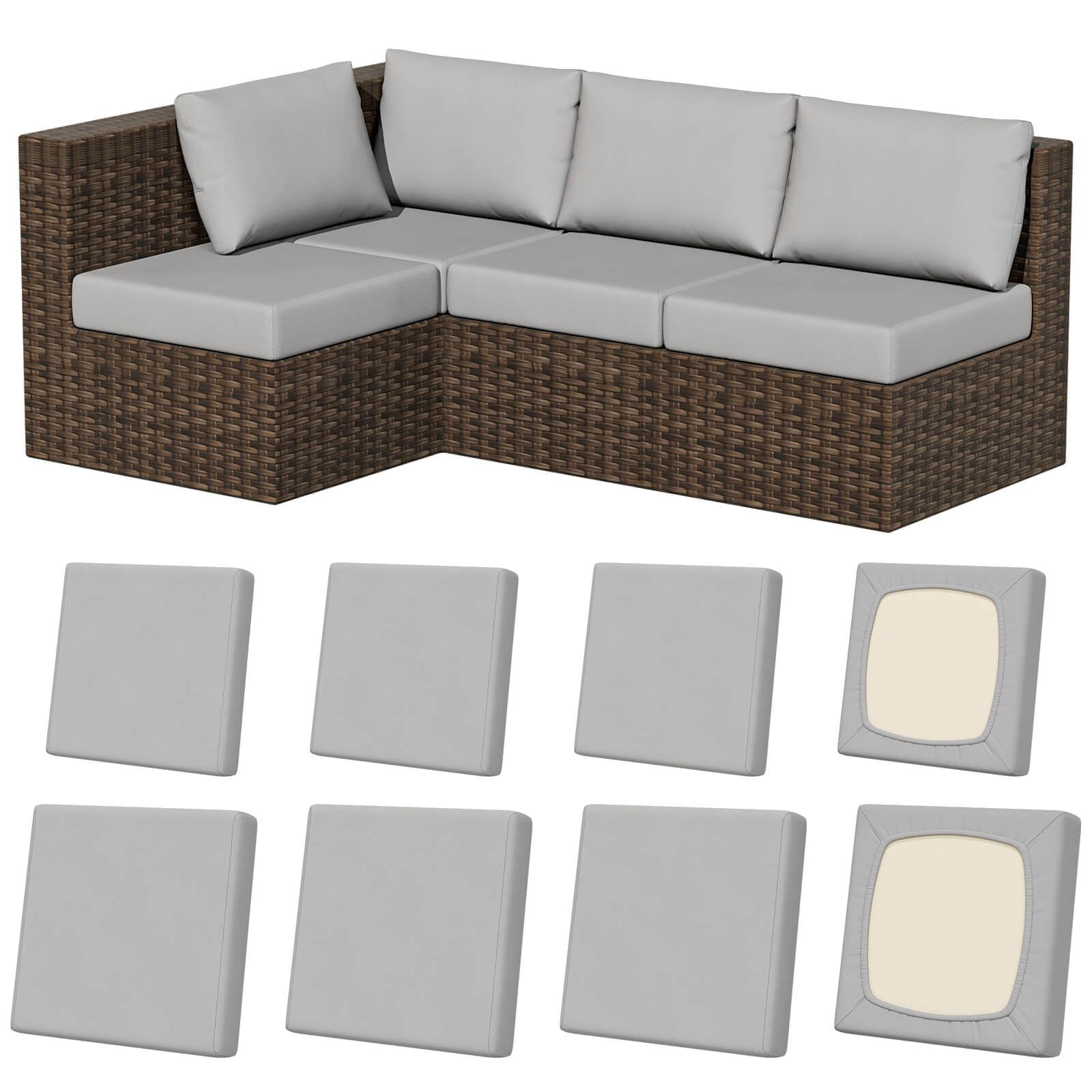 8Pcs Stretch Washable Patio Sofa Cushion Covers