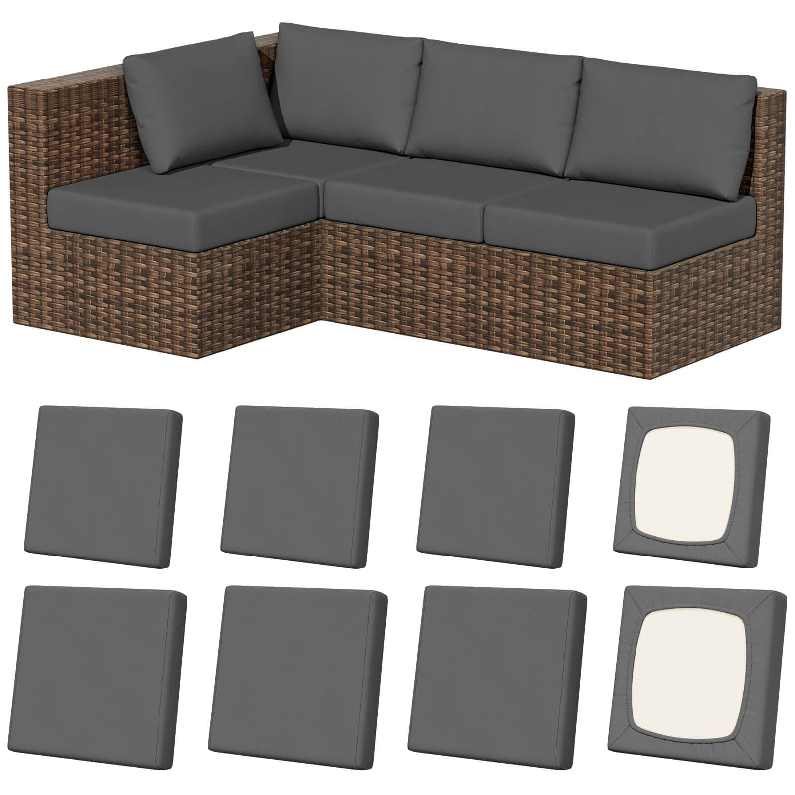 8Pcs Stretch Washable Patio Sofa Cushion Covers