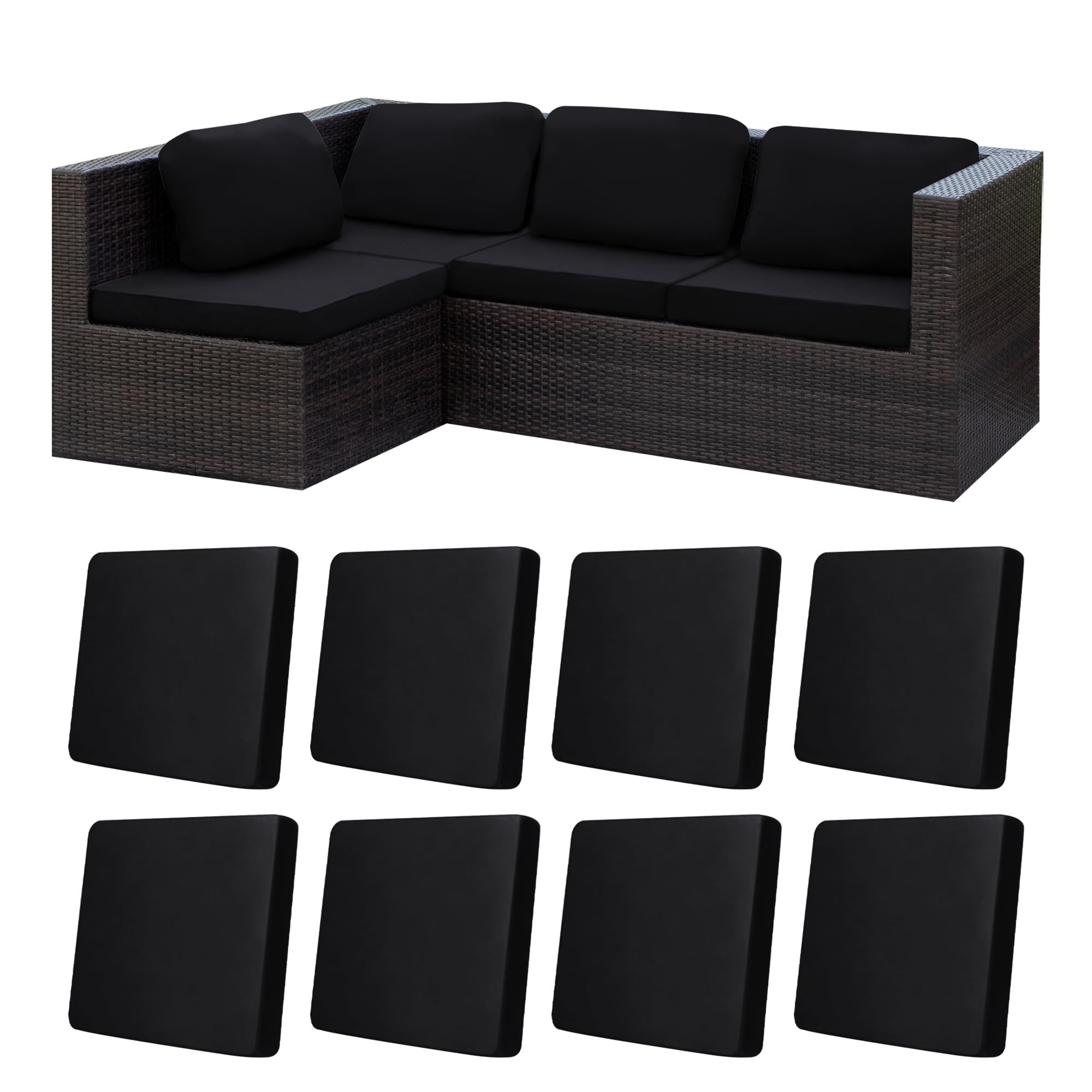 BIETYONE 8Pcs Stretch Patio Cushion Covers,Outdoor Couch Covers Replacement,Outdoor Couch & Sofa Slipcovers,for Patio Furniture Cushion Covers,Washable Reusable Furniture Protector (Vivid, Cover Only)