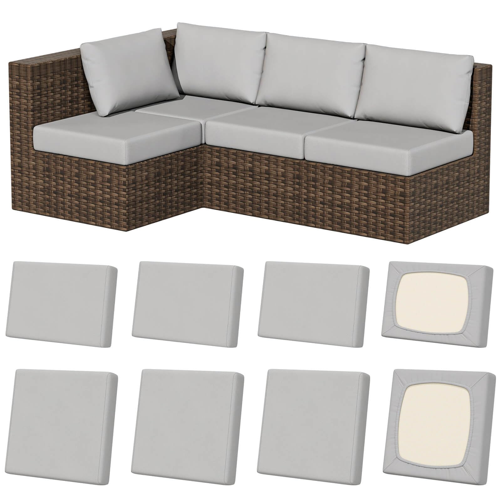 8Pcs Stretch Washable Patio Sofa Cushion Covers