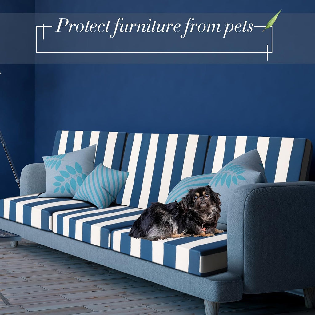 Newwiee 8pcs Patio Stretch Cushion Covers Stripe Outdoor Cushion Covers Replacement Patio Furniture Couch Slipcover Sofa Chair Seat, Thin Fabric Breathable Soft Flexibility Protector(Dark Grey Blue)