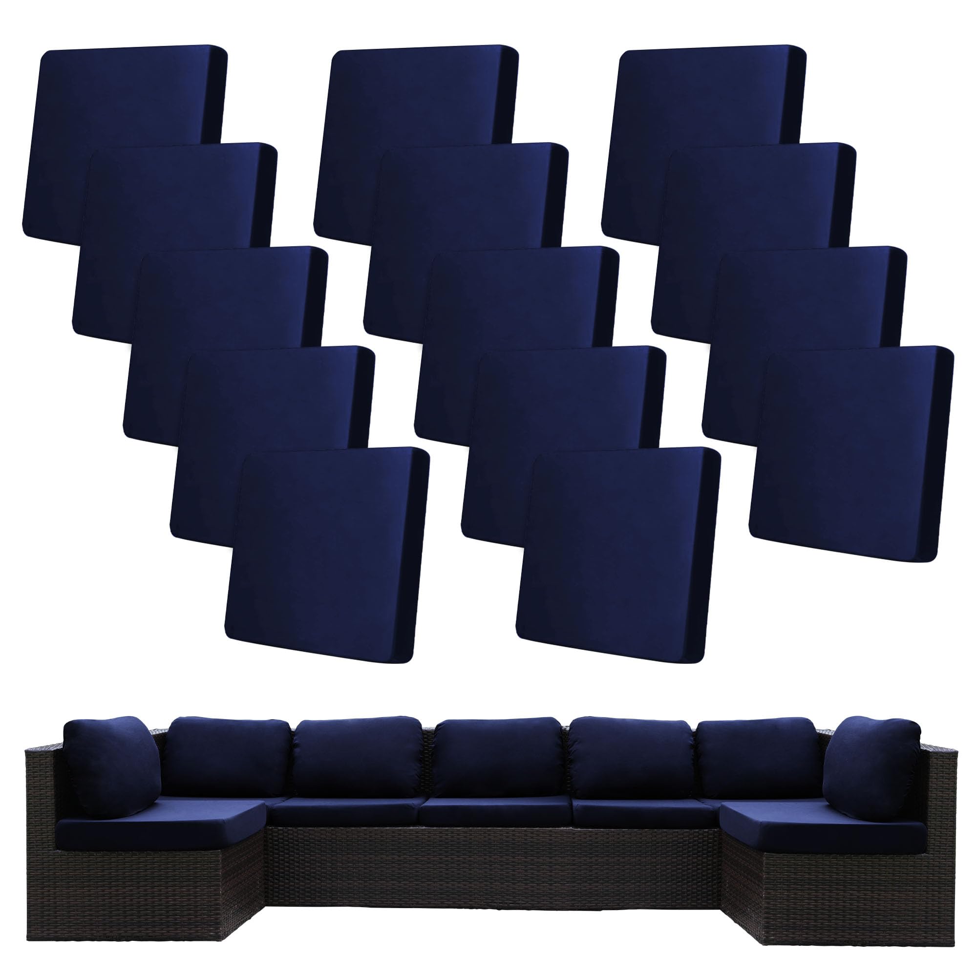 BIETYONE 8Pcs Stretch Patio Cushion Covers,Outdoor Couch Covers Replacement,Outdoor Couch & Sofa Slipcovers,for Patio Furniture Cushion Covers,Washable Reusable Furniture Protector (Vivid, Cover Only)