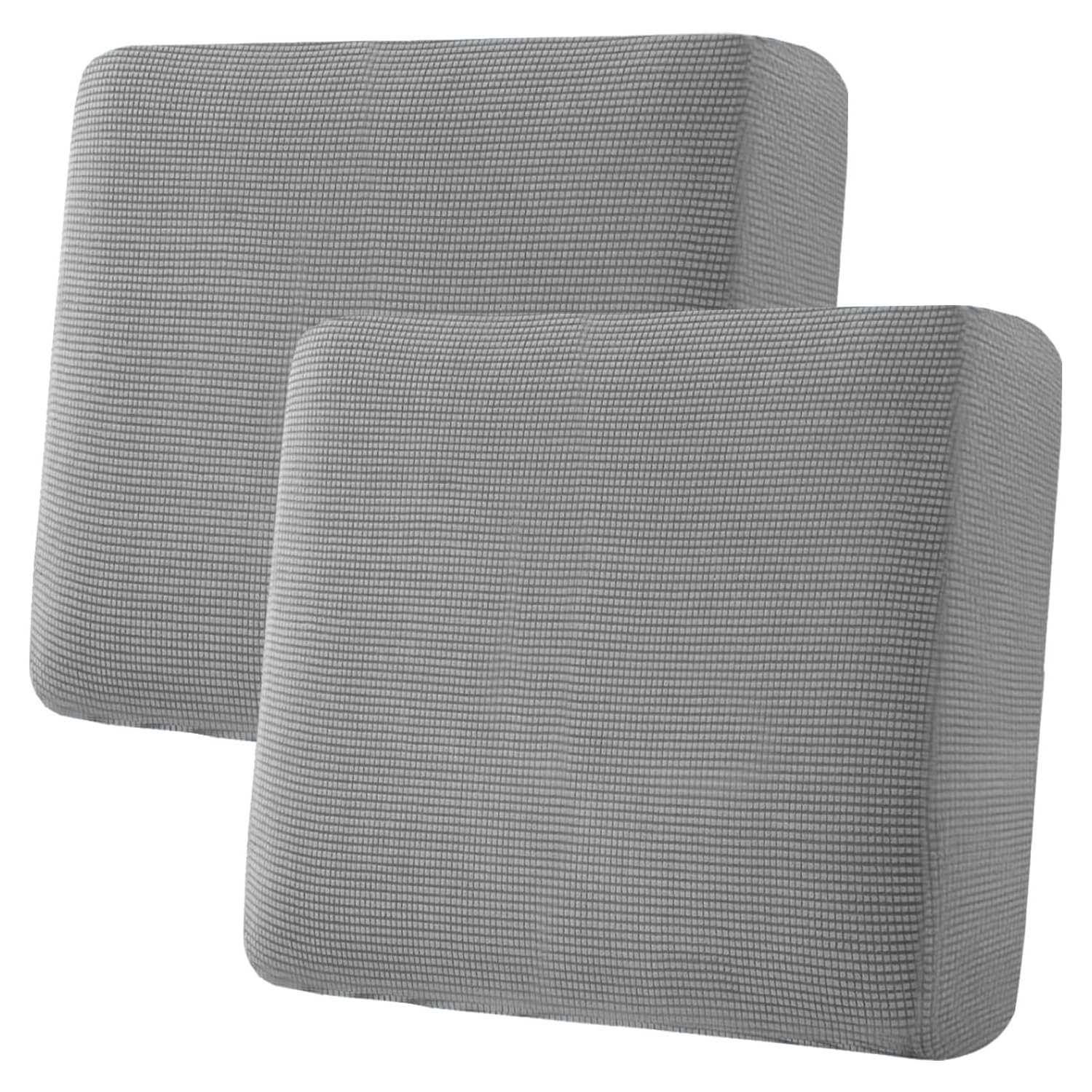H.VERSAILTEX Super Stretch Individual Seat Cushion Covers, Thick Jacquard Textured Twill Fabric (3 Piece XL Sofa Cushion Covers, Grey)