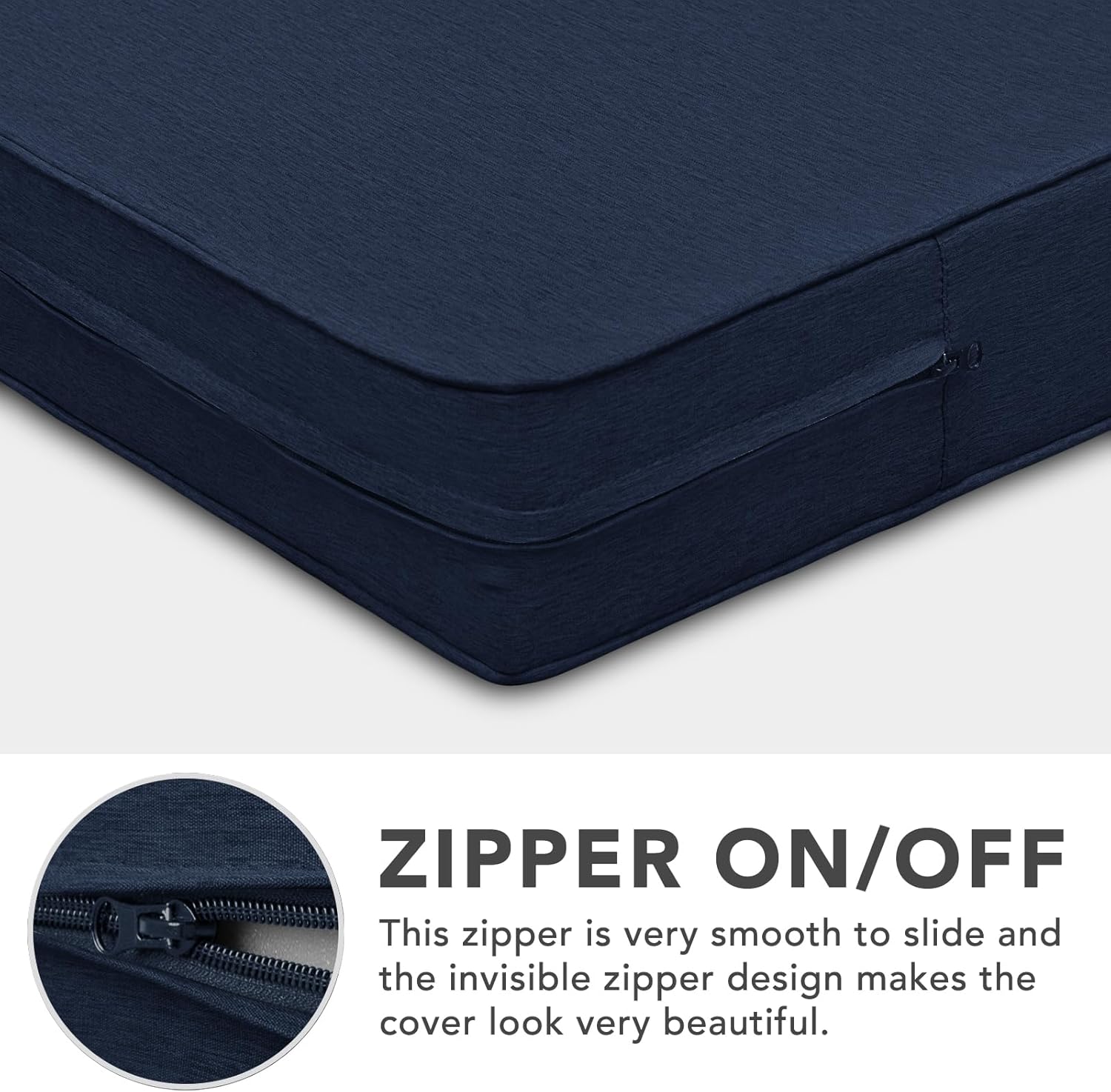 Easy-Going Patio Cushion Covers 24x22x4 Inch 4 Pack, Linen Look Outdoor Water Resistant Chair Seat Cushion Slipcover with Zipper for Outdoor Furniture, Covers Only! Navy