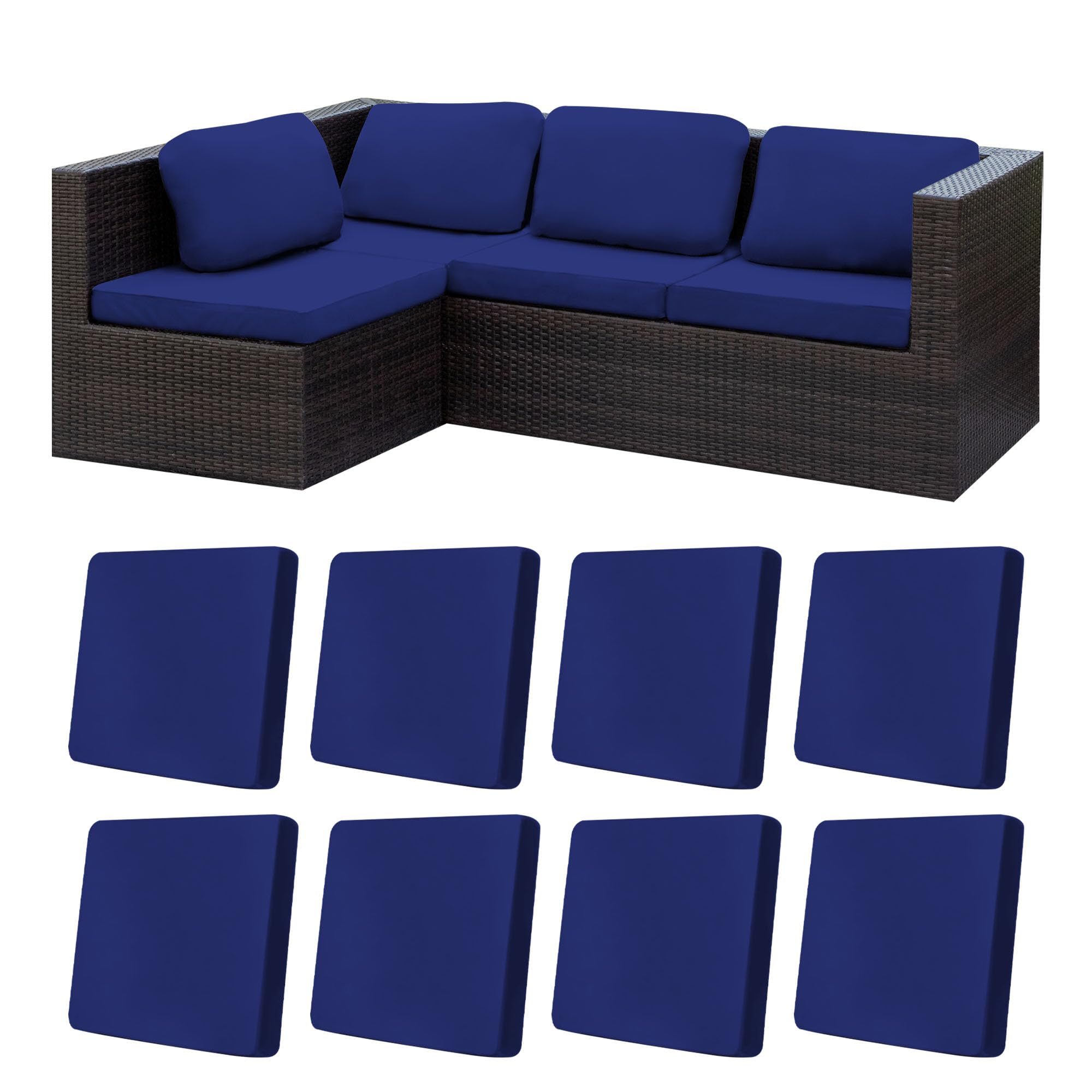 BIETYONE 8Pcs Stretch Patio Cushion Covers,Outdoor Couch Covers Replacement,Outdoor Couch & Sofa Slipcovers,for Patio Furniture Cushion Covers,Washable Reusable Furniture Protector (Vivid, Cover Only)