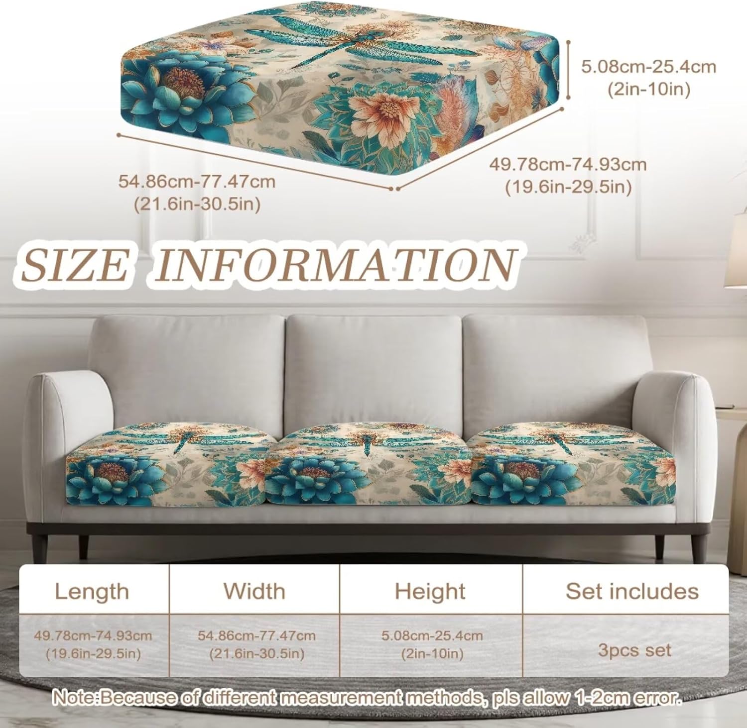 Talayituse Boho Mandala Dragonfly Print Patio Stretch Outdoor Cushion Covers Sofa Couch Covers Replacement Couch Slipcover for Sofa Seat Chair Porch Patio Furniture Protector Washable