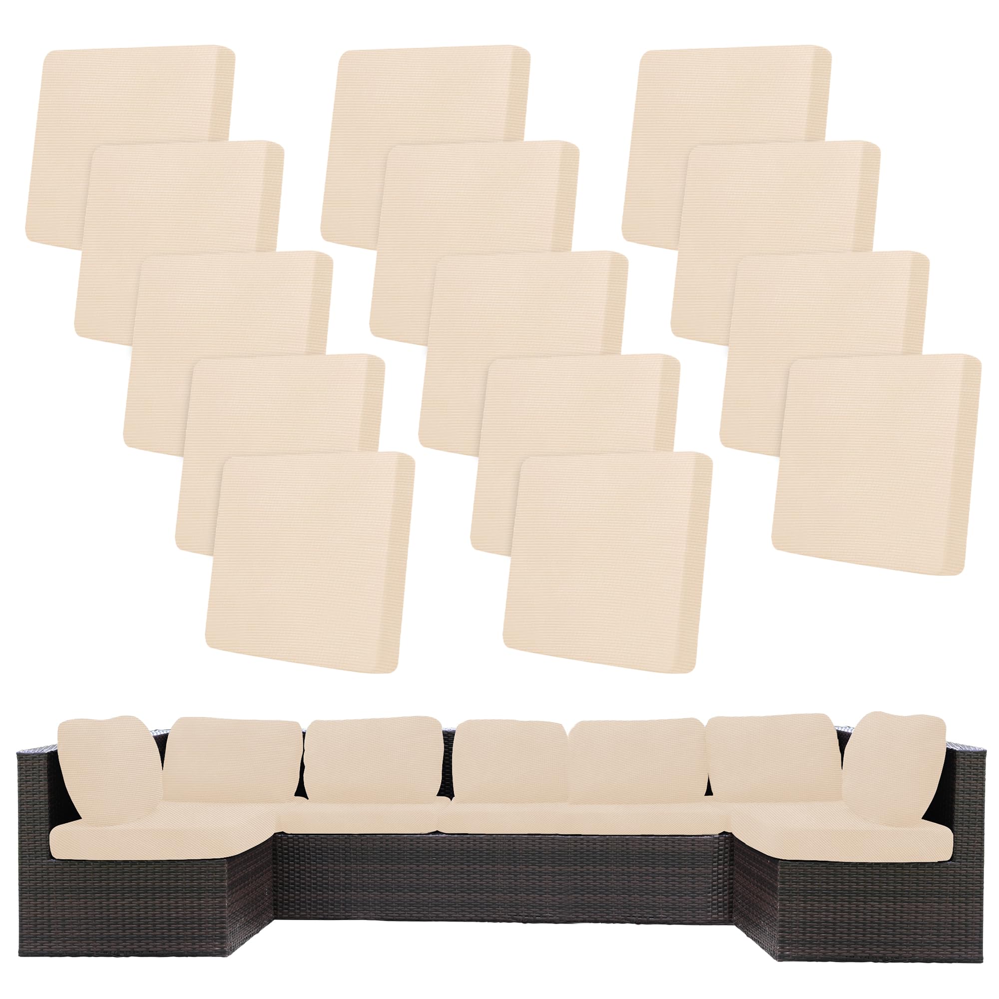 BIETYONE 8Pcs Stretch Patio Cushion Covers,Outdoor Couch Covers Replacement,Outdoor Couch & Sofa Slipcovers,for Patio Furniture Cushion Covers,Washable Reusable Furniture Protector (Vivid, Cover Only)