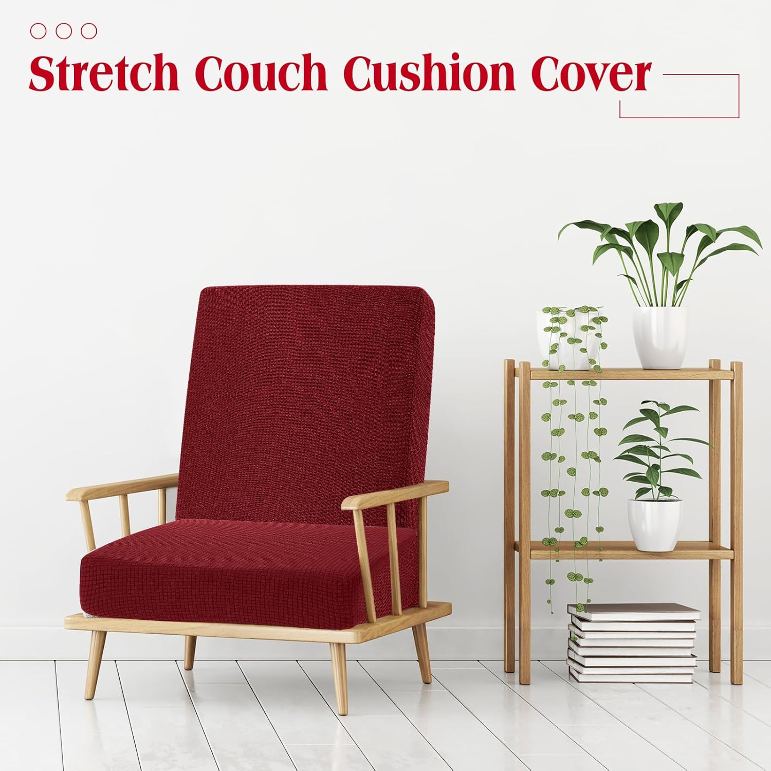 Newwiee 8 Patio Stretch Sofa Cushion Covers Outdoor Cushion Covers Replacement Couch Slipcovers Sofa Seat Cover Soft Chair Cover Furniture Protector for Pet (Wine Red)