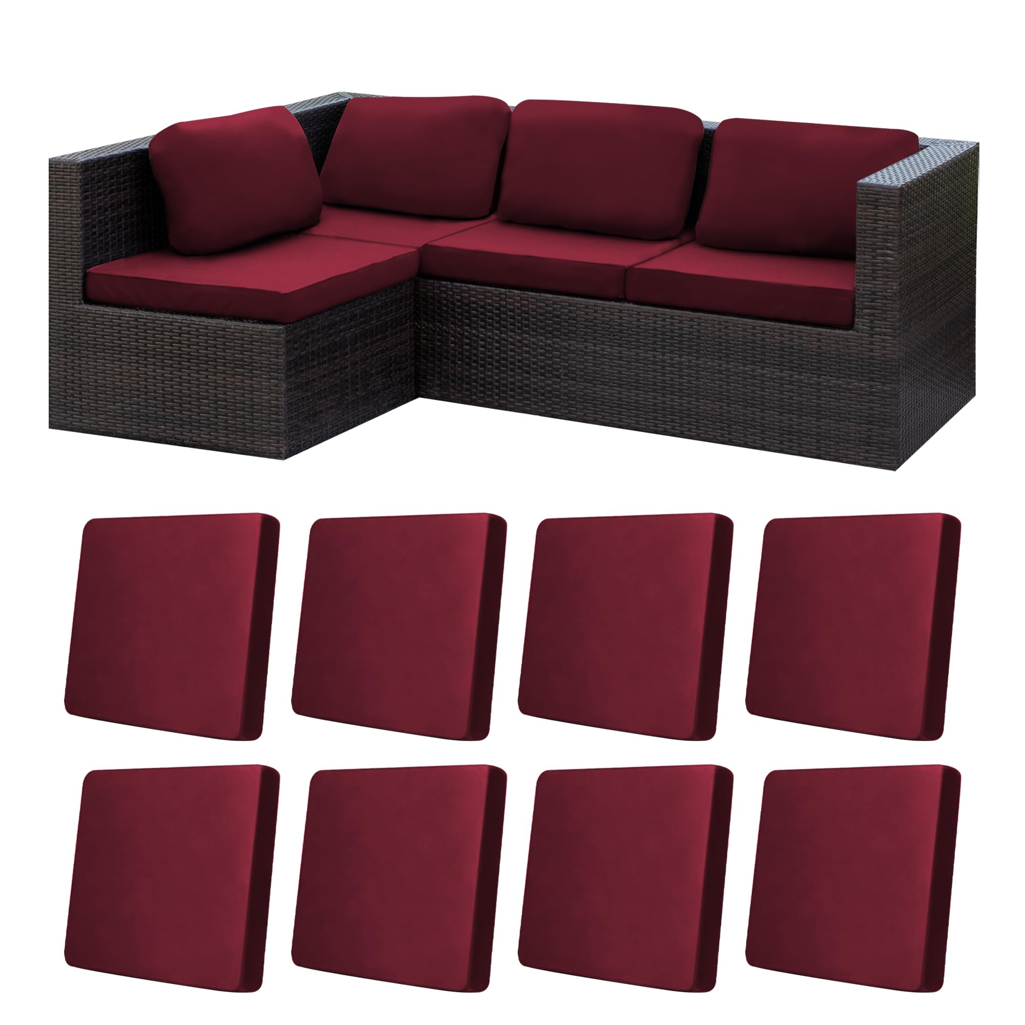 BIETYONE 8Pcs Stretch Patio Cushion Covers,Outdoor Couch Covers Replacement,Outdoor Couch & Sofa Slipcovers,for Patio Furniture Cushion Covers,Washable Reusable Furniture Protector (Vivid, Cover Only)