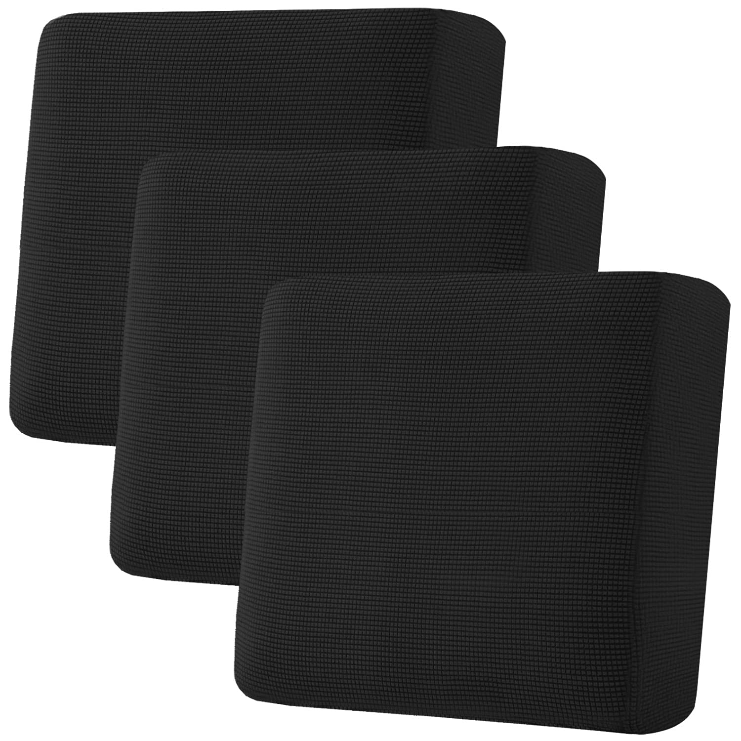 H.VERSAILTEX Super Stretch Individual Seat Cushion Covers, Thick Jacquard Textured Twill Fabric (3 Piece XL Sofa Cushion Covers, Grey)