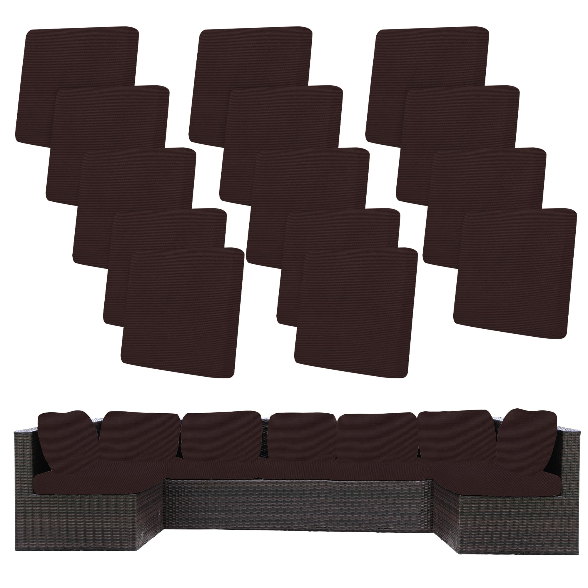 BIETYONE 8Pcs Stretch Patio Cushion Covers,Outdoor Couch Covers Replacement,Outdoor Couch & Sofa Slipcovers,for Patio Furniture Cushion Covers,Washable Reusable Furniture Protector (Vivid, Cover Only)