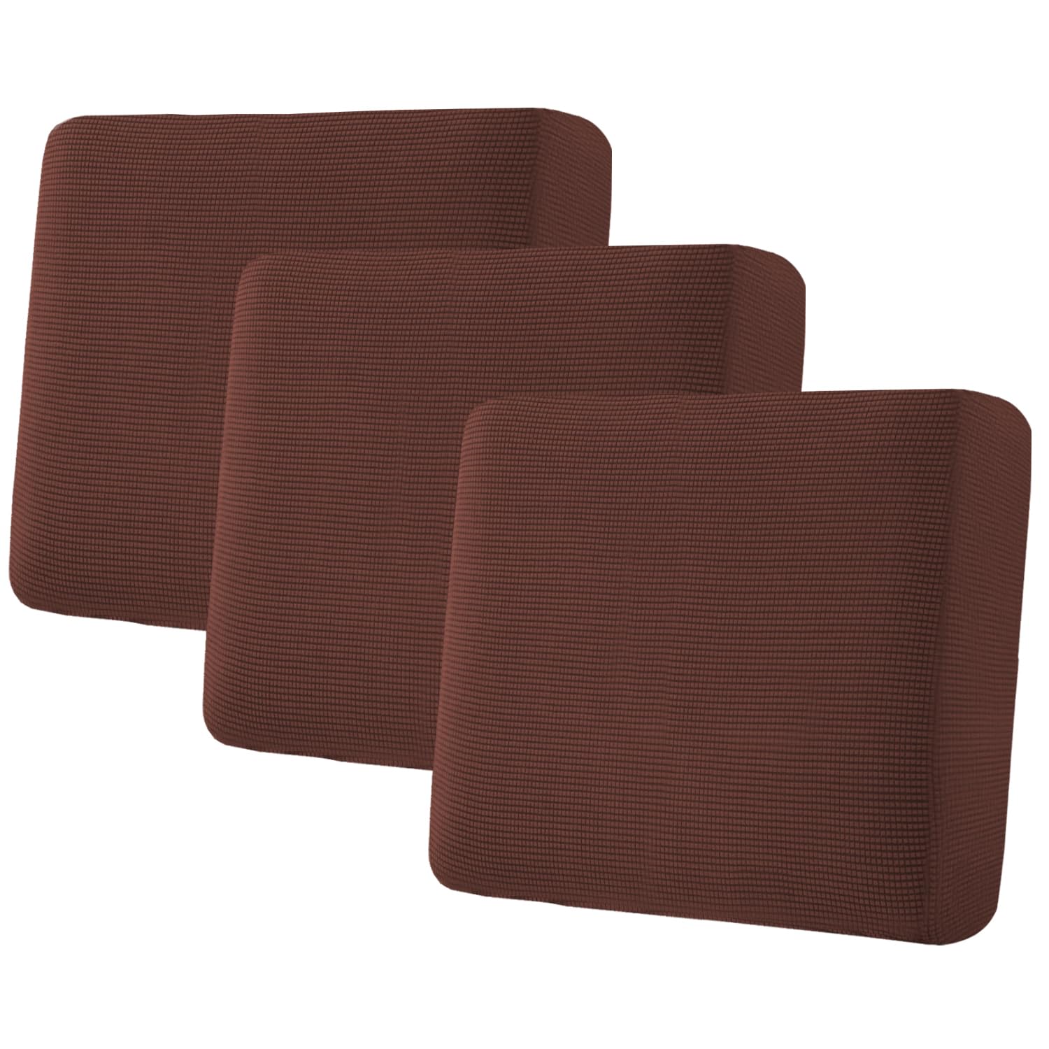 H.VERSAILTEX Super Stretch Individual Seat Cushion Covers, Thick Jacquard Textured Twill Fabric (3 Piece XL Sofa Cushion Covers, Grey)