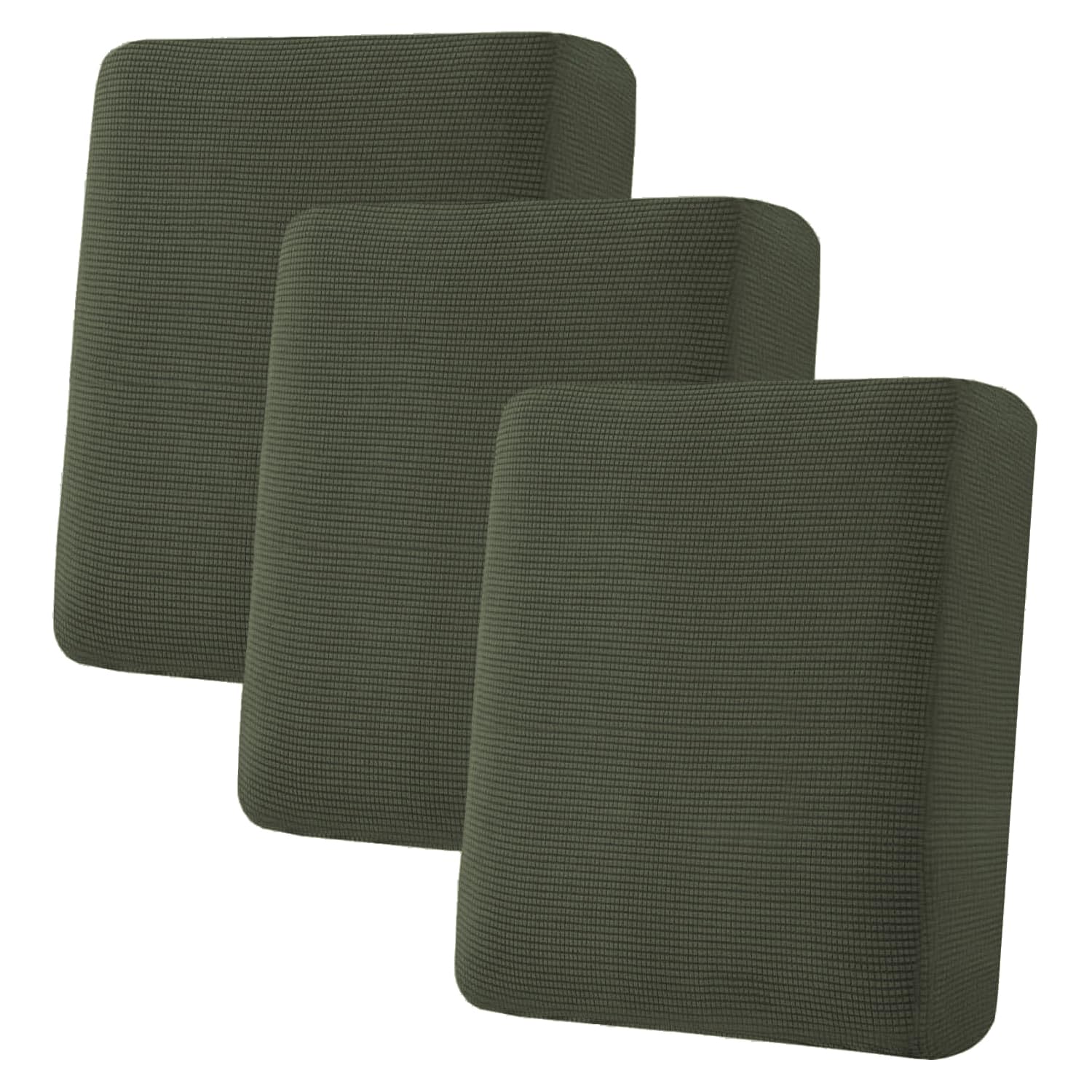 H.VERSAILTEX Super Stretch Individual Seat Cushion Covers, Thick Jacquard Textured Twill Fabric (3 Piece XL Sofa Cushion Covers, Grey)