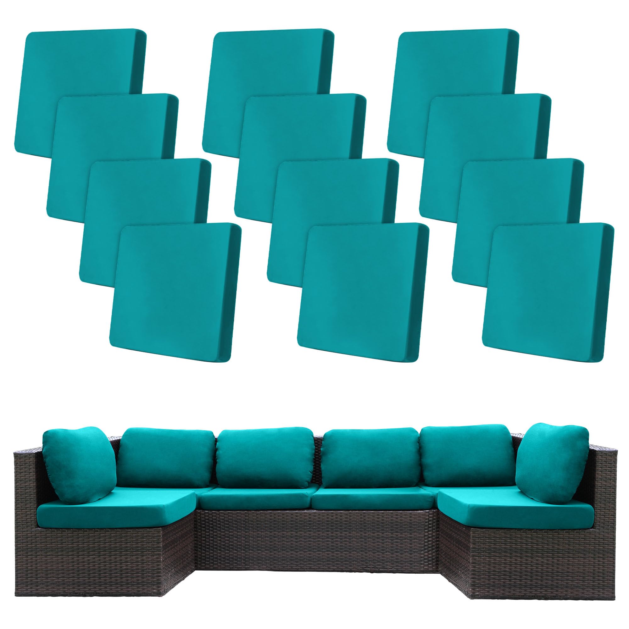BIETYONE 8Pcs Stretch Patio Cushion Covers,Outdoor Couch Covers Replacement,Outdoor Couch & Sofa Slipcovers,for Patio Furniture Cushion Covers,Washable Reusable Furniture Protector (Vivid, Cover Only)
