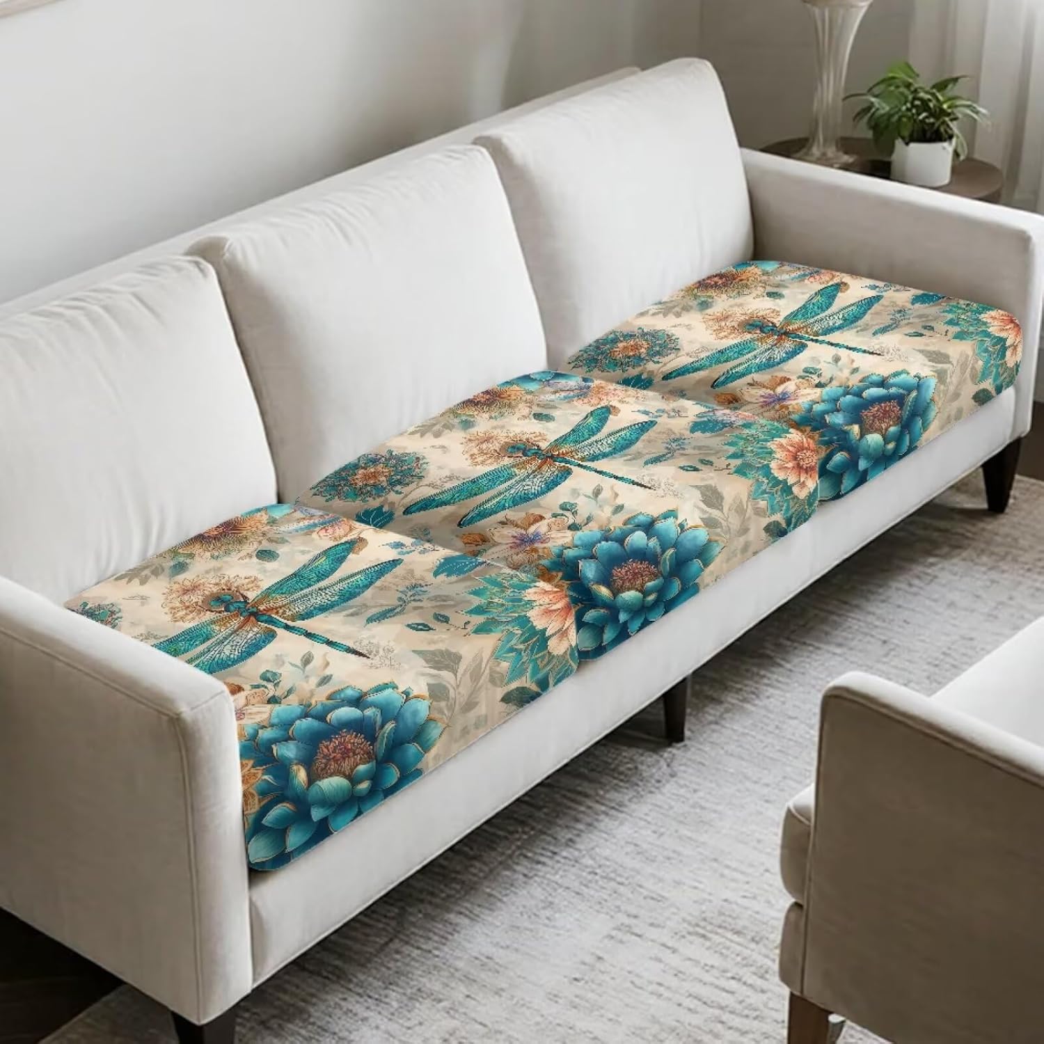 Talayituse Boho Mandala Dragonfly Print Patio Stretch Outdoor Cushion Covers Sofa Couch Covers Replacement Couch Slipcover for Sofa Seat Chair Porch Patio Furniture Protector Washable