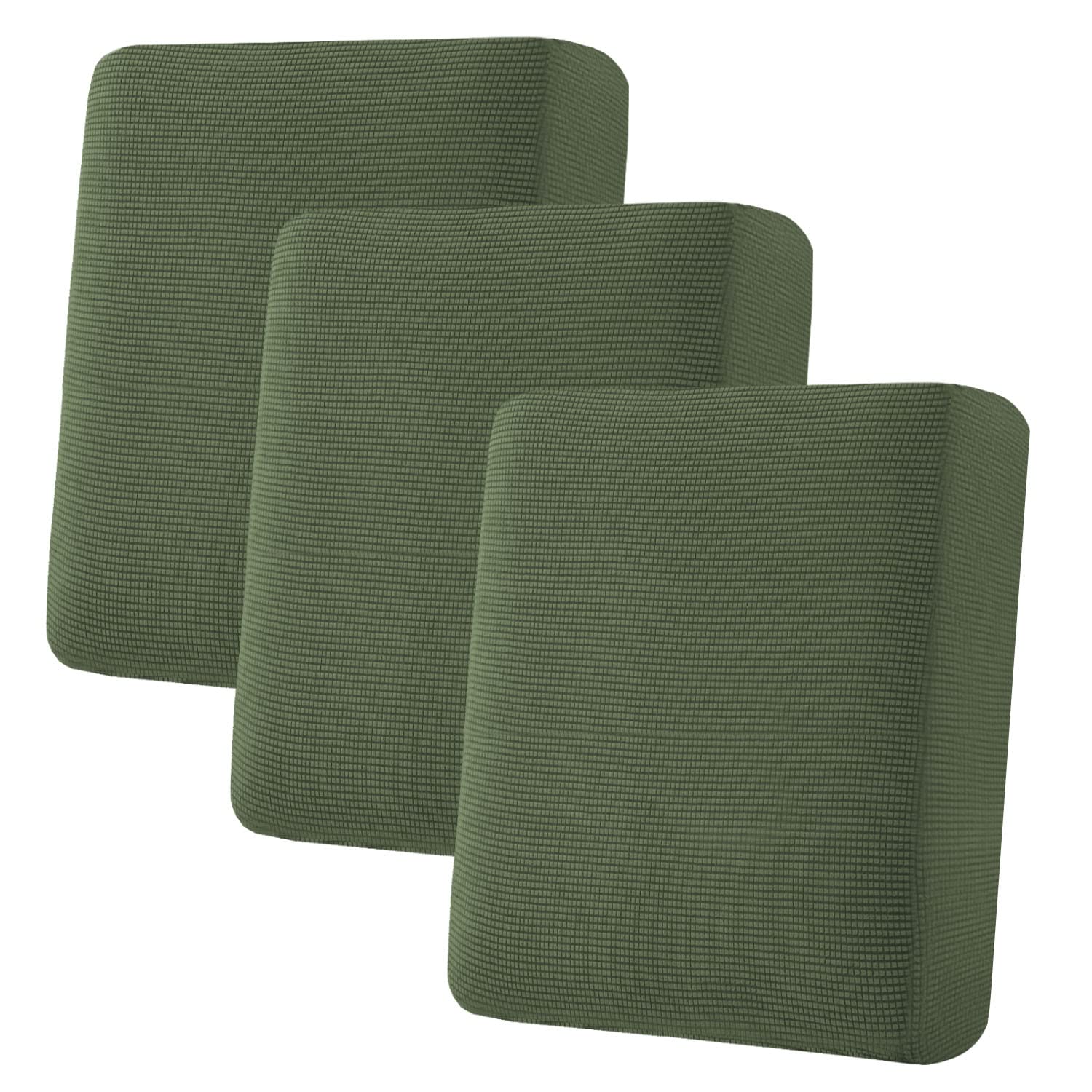 H.VERSAILTEX Super Stretch Individual Seat Cushion Covers, Thick Jacquard Textured Twill Fabric (3 Piece XL Sofa Cushion Covers, Grey)