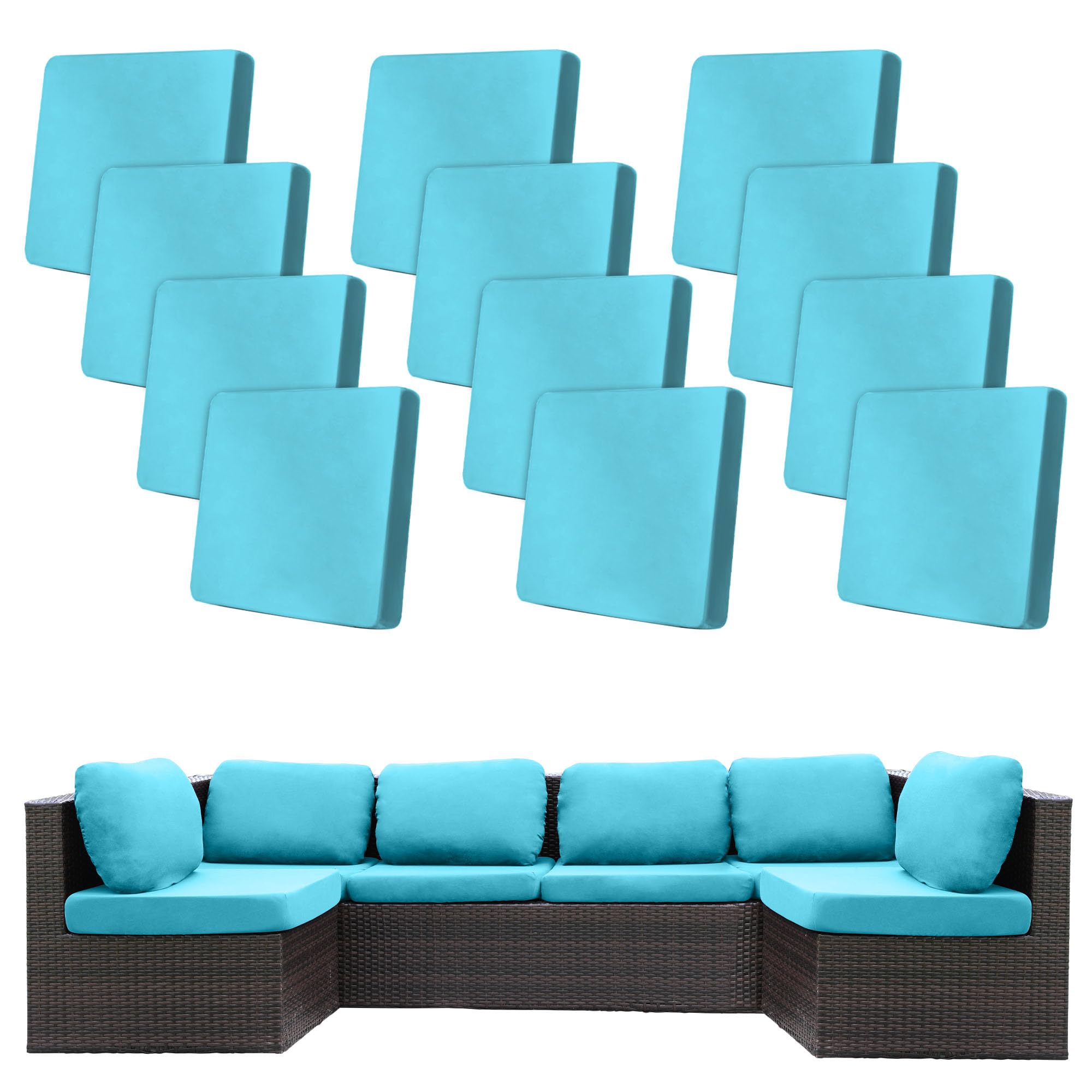 BIETYONE 8Pcs Stretch Patio Cushion Covers,Outdoor Couch Covers Replacement,Outdoor Couch & Sofa Slipcovers,for Patio Furniture Cushion Covers,Washable Reusable Furniture Protector (Vivid, Cover Only)