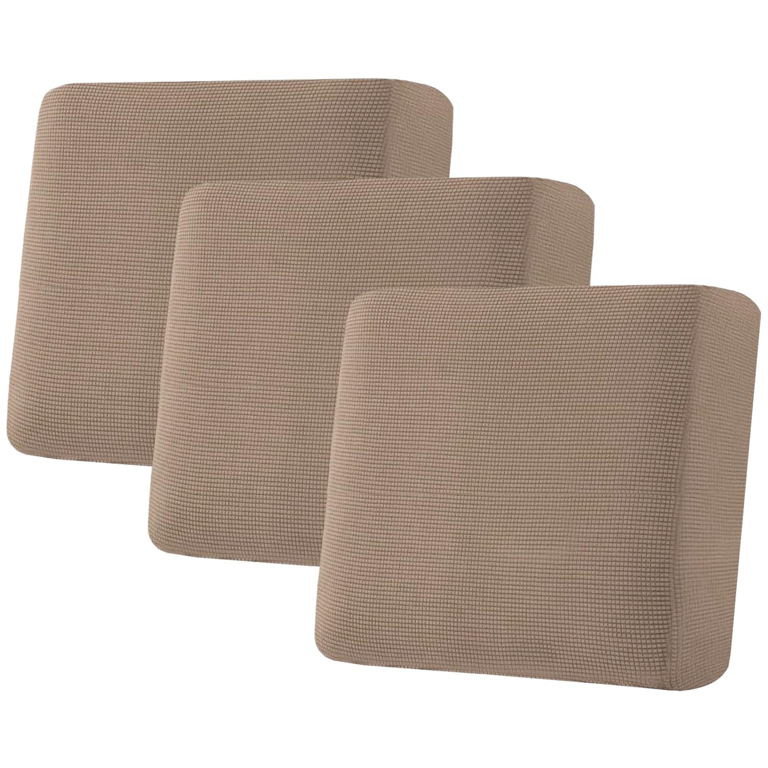 H.VERSAILTEX Super Stretch Individual Seat Cushion Covers, Thick Jacquard Textured Twill Fabric (3 Piece XL Sofa Cushion Covers, Grey)