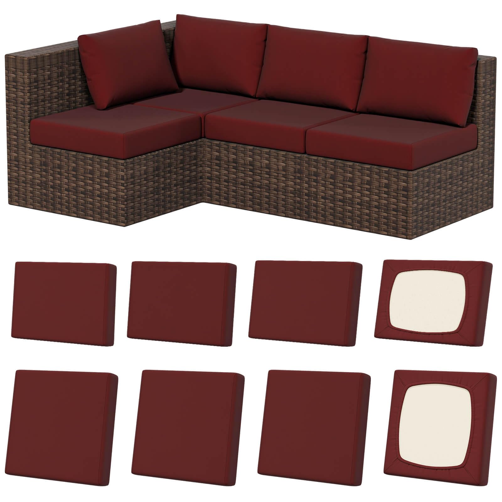 8Pcs Stretch Washable Patio Sofa Cushion Covers