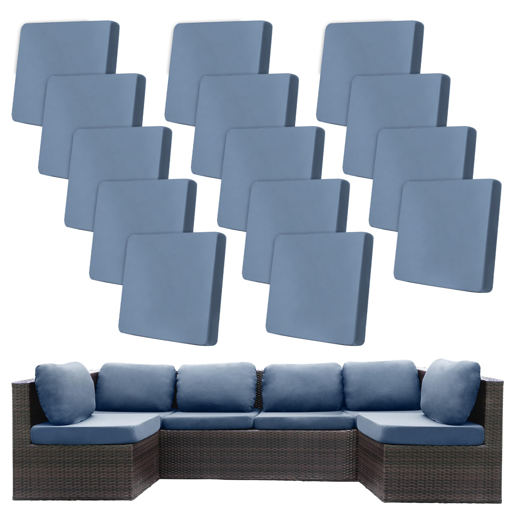 BIETYONE 8Pcs Stretch Patio Cushion Covers,Outdoor Couch Covers Replacement,Outdoor Couch & Sofa Slipcovers,for Patio Furniture Cushion Covers,Washable Reusable Furniture Protector (Vivid, Cover Only)