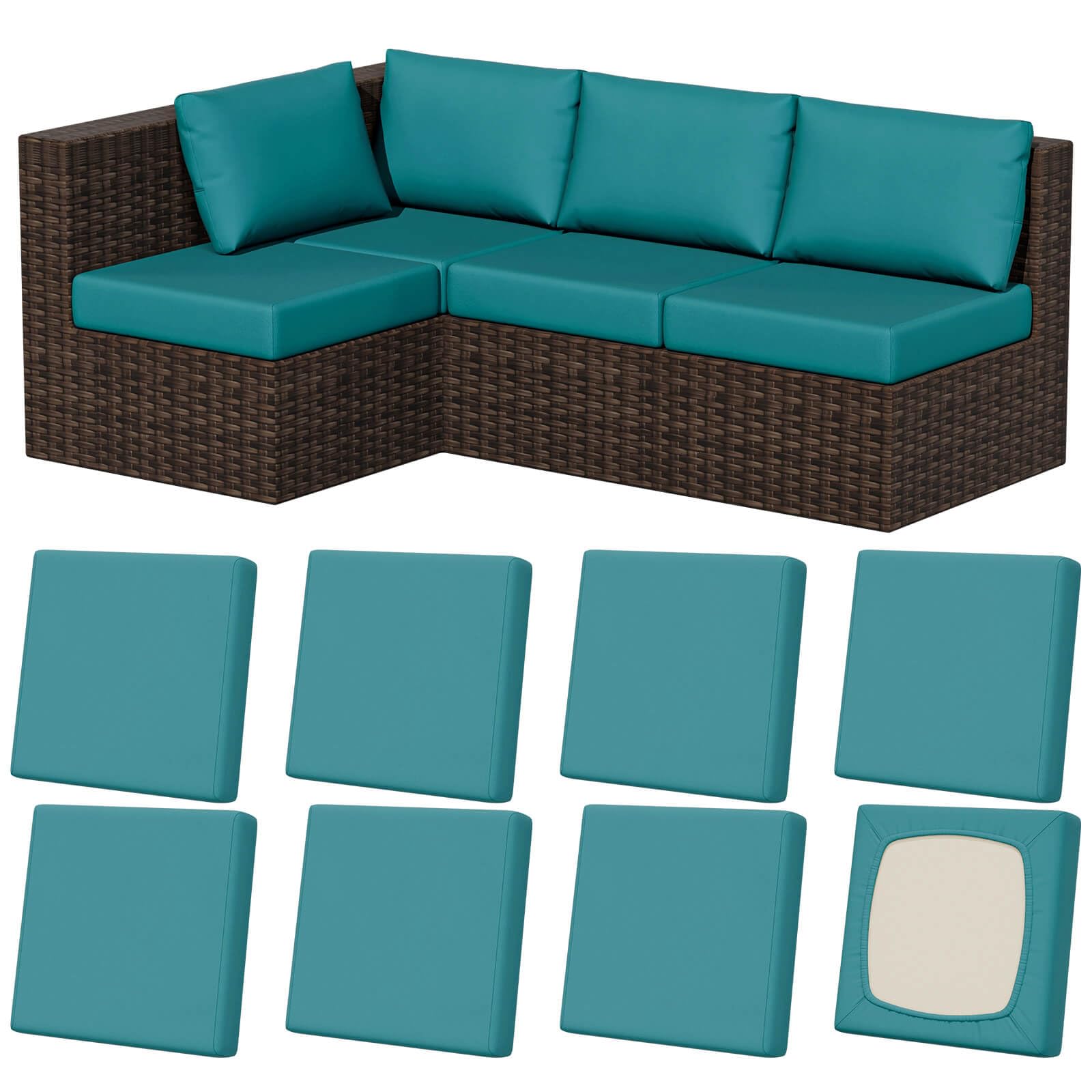 8Pcs Stretch Washable Patio Sofa Cushion Covers