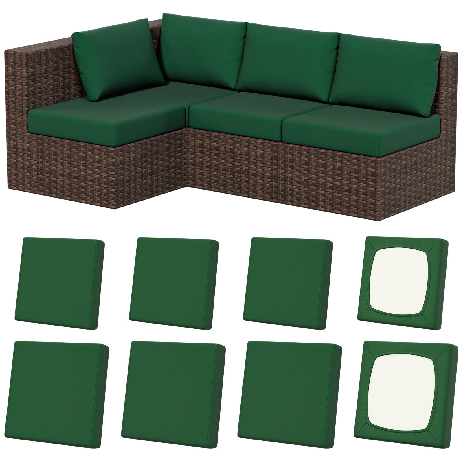 8Pcs Stretch Washable Patio Sofa Cushion Covers