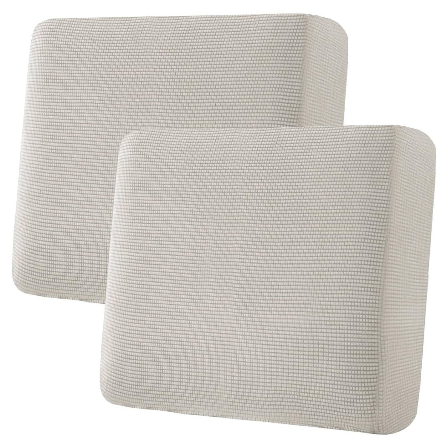 H.VERSAILTEX Super Stretch Individual Seat Cushion Covers, Thick Jacquard Textured Twill Fabric (3 Piece XL Sofa Cushion Covers, Grey)
