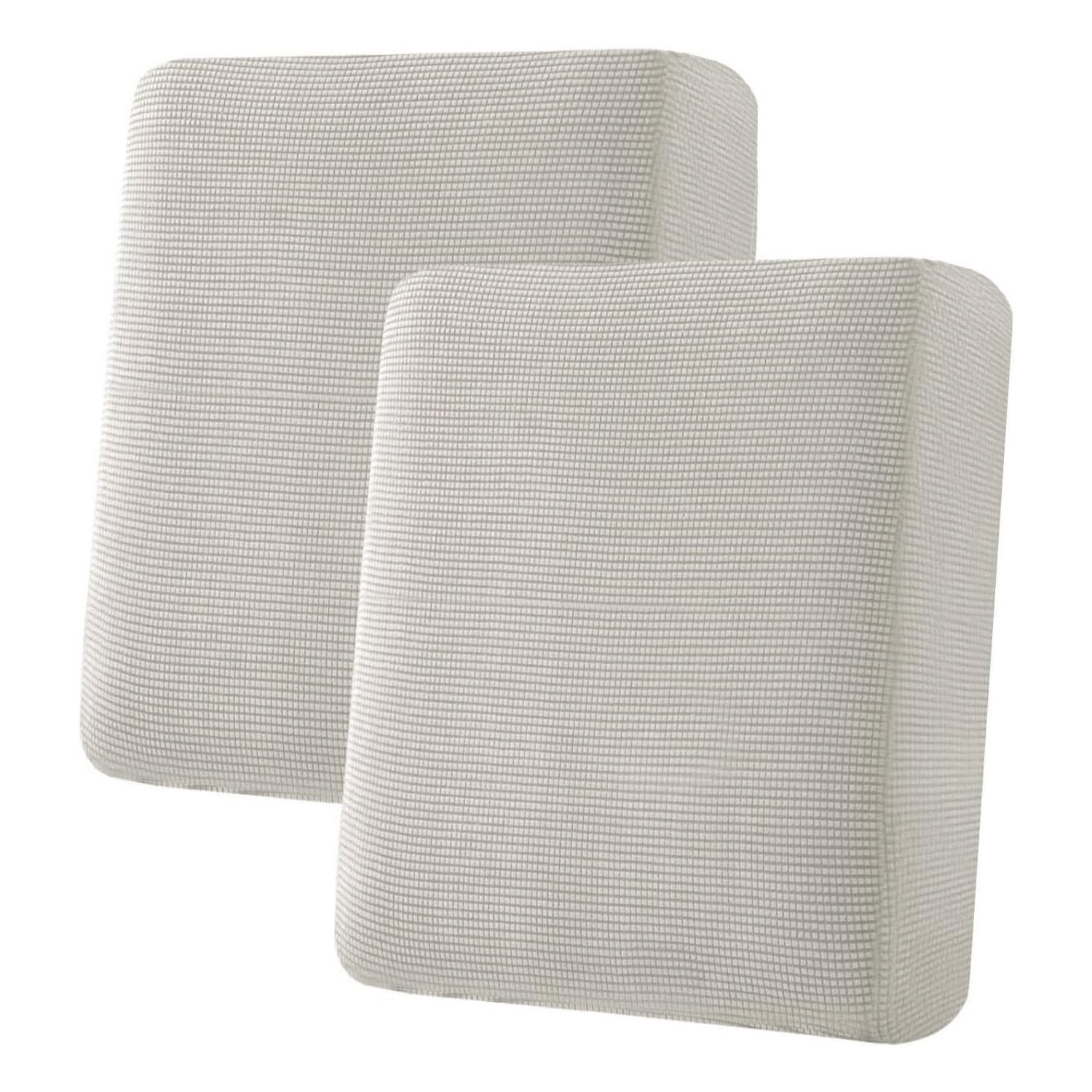 H.VERSAILTEX Super Stretch Individual Seat Cushion Covers, Thick Jacquard Textured Twill Fabric (3 Piece XL Sofa Cushion Covers, Grey)