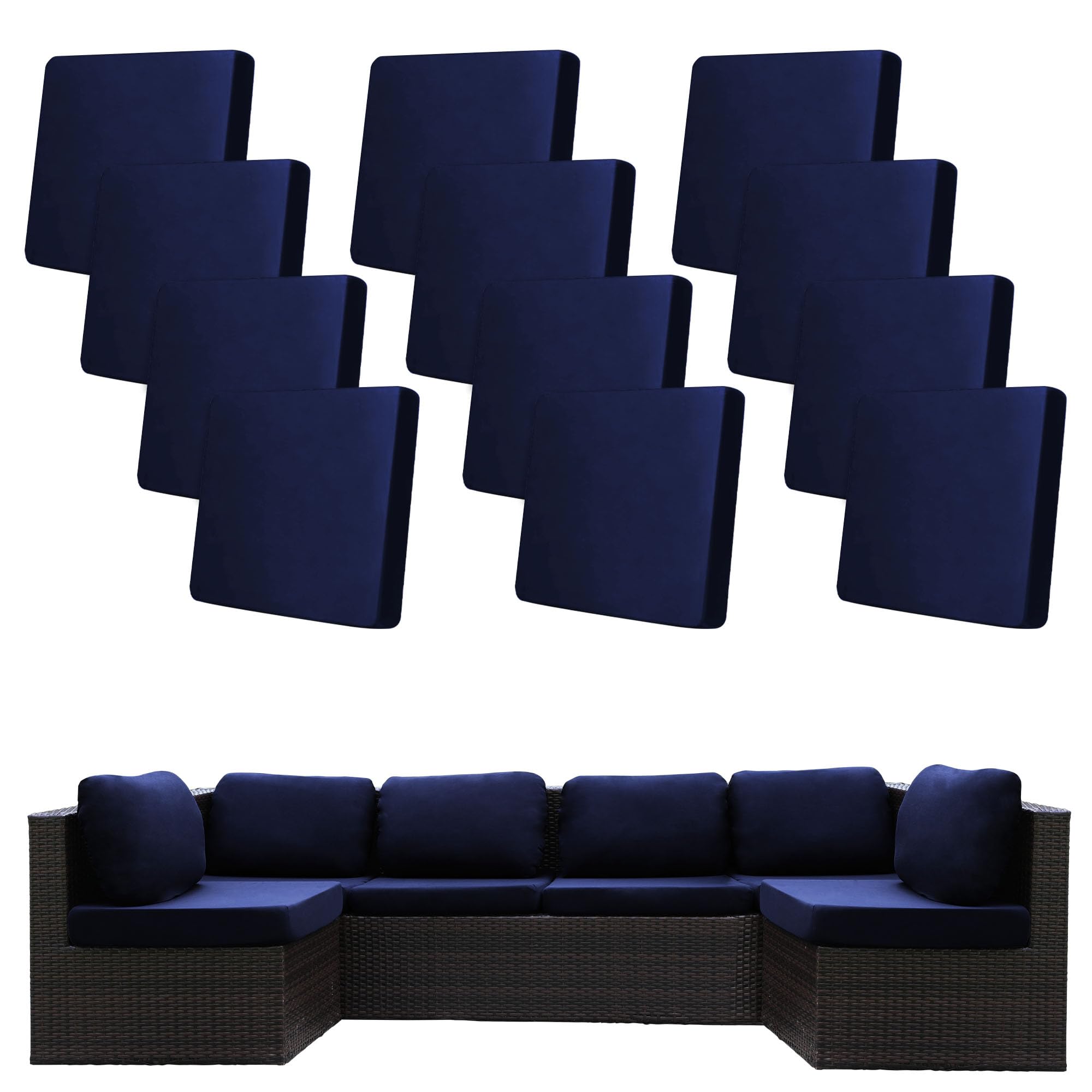 BIETYONE 8Pcs Stretch Patio Cushion Covers,Outdoor Couch Covers Replacement,Outdoor Couch & Sofa Slipcovers,for Patio Furniture Cushion Covers,Washable Reusable Furniture Protector (Vivid, Cover Only)