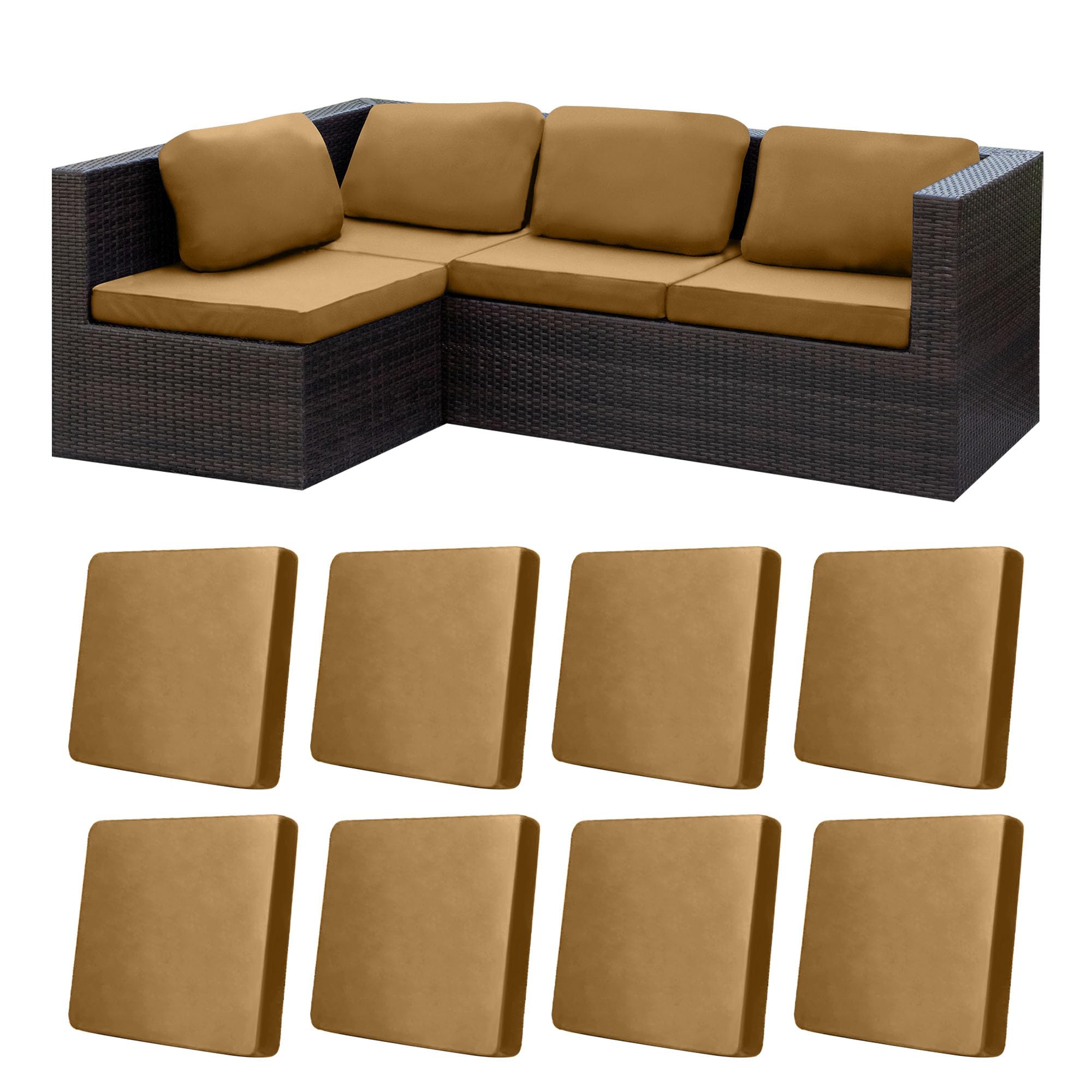 BIETYONE 8Pcs Stretch Patio Cushion Covers,Outdoor Couch Covers Replacement,Outdoor Couch & Sofa Slipcovers,for Patio Furniture Cushion Covers,Washable Reusable Furniture Protector (Vivid, Cover Only)