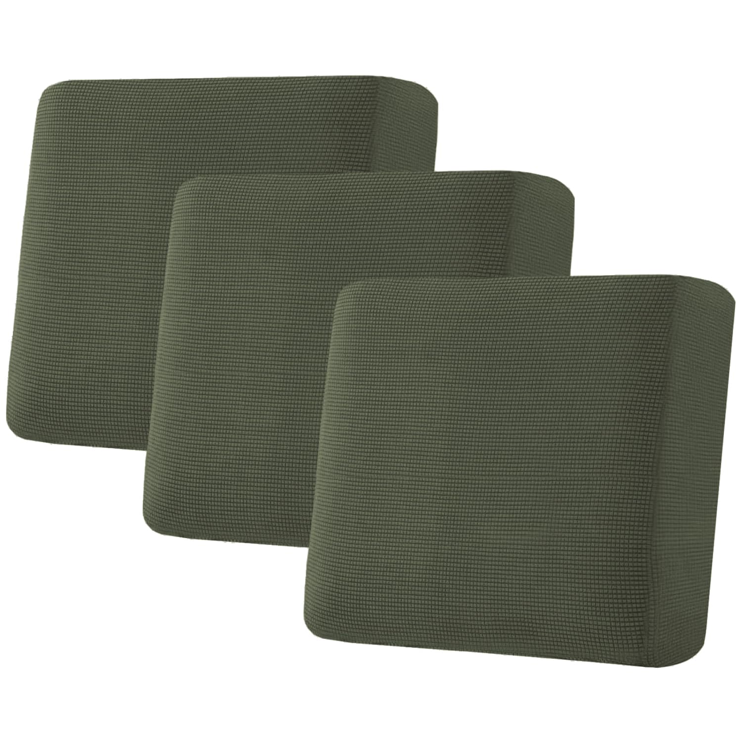 H.VERSAILTEX Super Stretch Individual Seat Cushion Covers, Thick Jacquard Textured Twill Fabric (3 Piece XL Sofa Cushion Covers, Grey)
