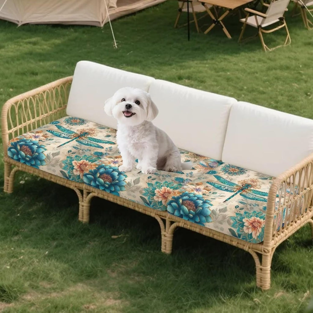 Talayituse Boho Mandala Dragonfly Print Patio Stretch Outdoor Cushion Covers Sofa Couch Covers Replacement Couch Slipcover for Sofa Seat Chair Porch Patio Furniture Protector Washable