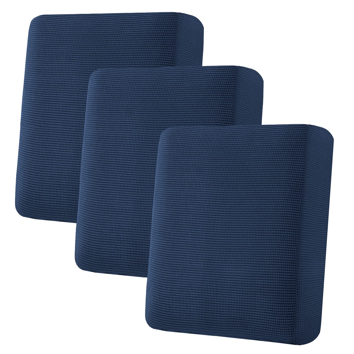 H.VERSAILTEX Super Stretch Individual Seat Cushion Covers, Thick Jacquard Textured Twill Fabric (3 Piece XL Sofa Cushion Covers, Grey)