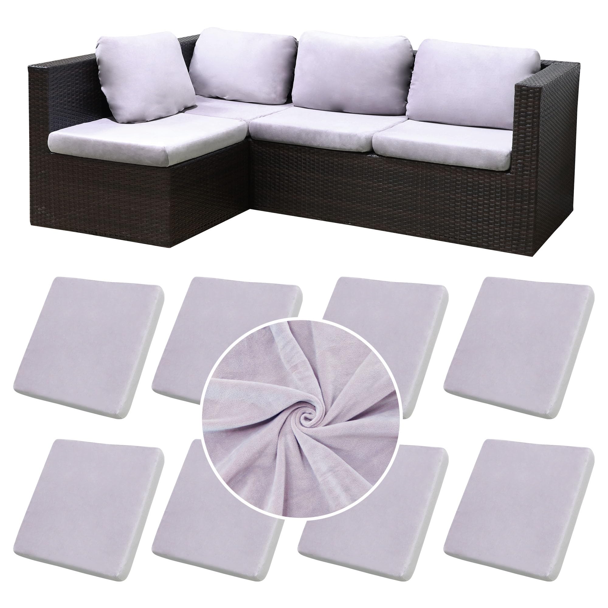 BIETYONE 8Pcs Stretch Patio Cushion Covers,Outdoor Couch Covers Replacement,Outdoor Couch & Sofa Slipcovers,for Patio Furniture Cushion Covers,Washable Reusable Furniture Protector (Vivid, Cover Only)