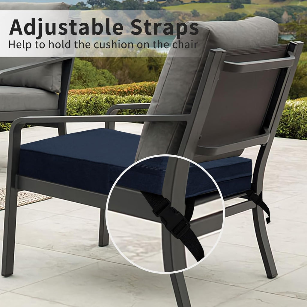 Easy-Going Patio Cushion Covers 24x22x4 Inch 4 Pack, Linen Look Outdoor Water Resistant Chair Seat Cushion Slipcover with Zipper for Outdoor Furniture, Covers Only! Navy